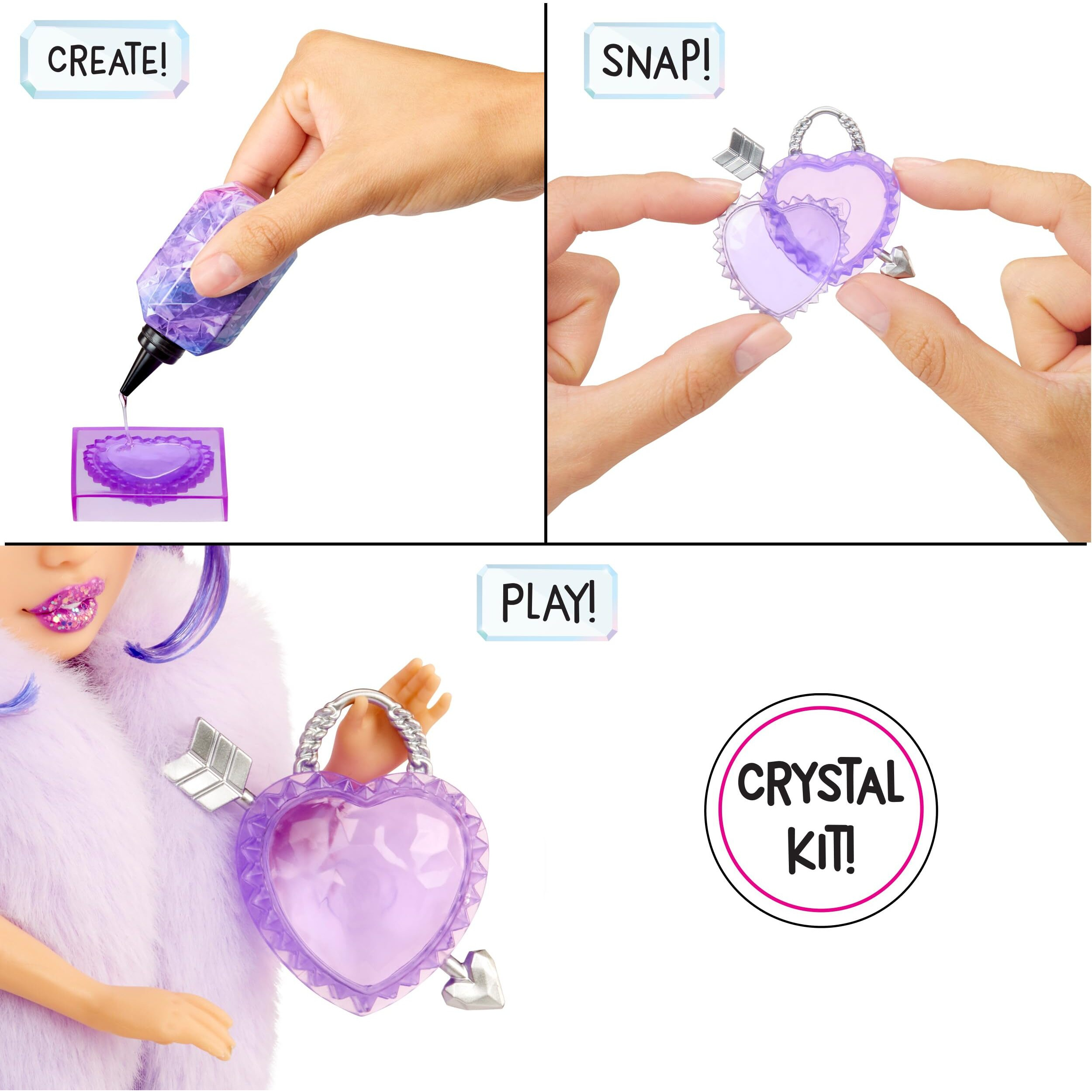 Rainbow High Creative Crystals Violet - Purple 11    Fashion Doll With Crystal Accessory Make It Kit, Ring For You, Diy, Crafts, Resin Play, Kids Gift 8+