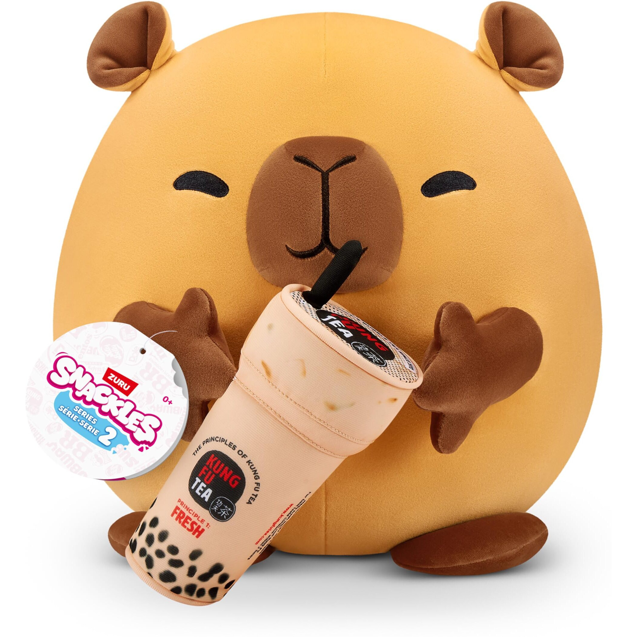 Snackles Series 2 Capybara & Boba 16 Inch Plush By Zuru, Ultra Soft Plush, Collectible Plush With Real Licensed Brands, Stuffed Animal, Giftable