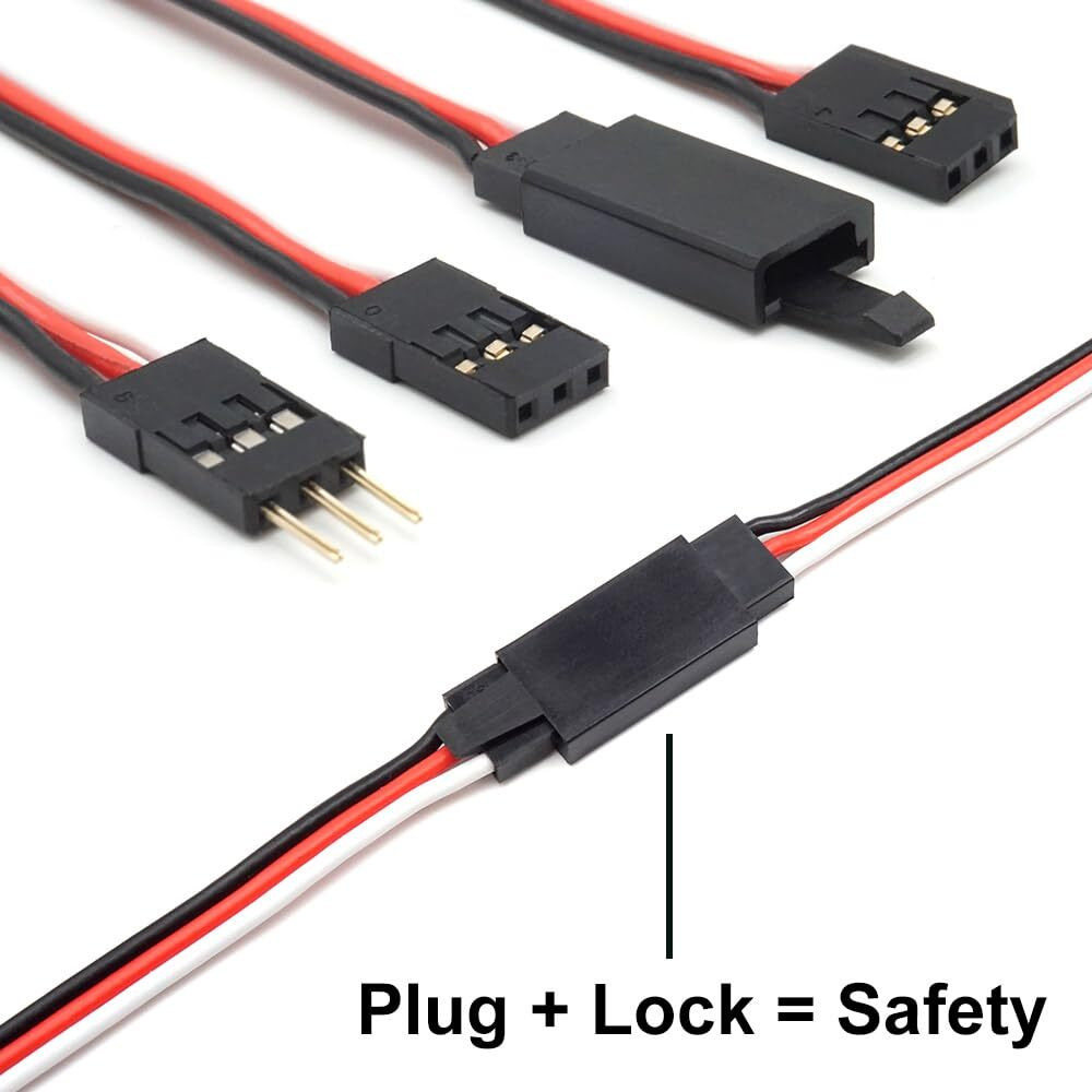 30 Sets Servo Connector Male Female Plug Crimp Pin Cable Kit Compatible With Futaba Jr Hitec Spektrum Rc Connectors (With Crimping Tool)
