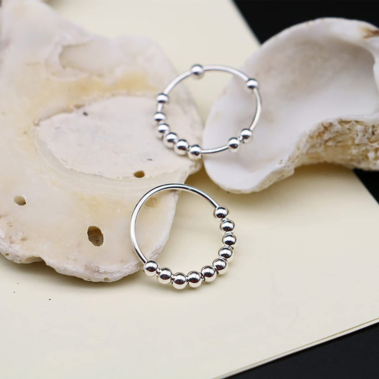 Hocegcuy Fidget Ring Anxiety Ring For Women Bead Ring, Anti Worry Ring Dainty Minimalist Ring Gift For Her, Spinning Fidget Rings For Men Stress Relief Fidget Toys