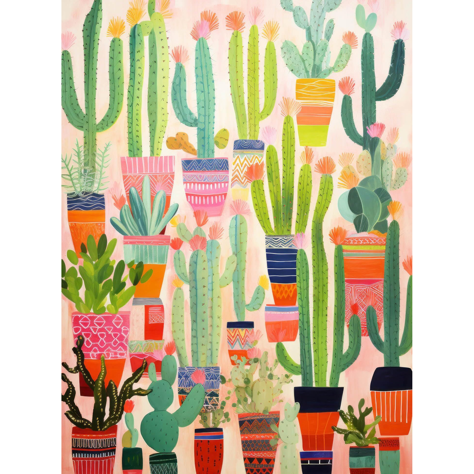 Cross & Glory - Botanical Brushstrokes A Cacti Tapestry - 1000 Piece Jigsaw Puzzle | Plant Jigsaw Puzzle | Artistic Challenge With Vibrant Satin Finish