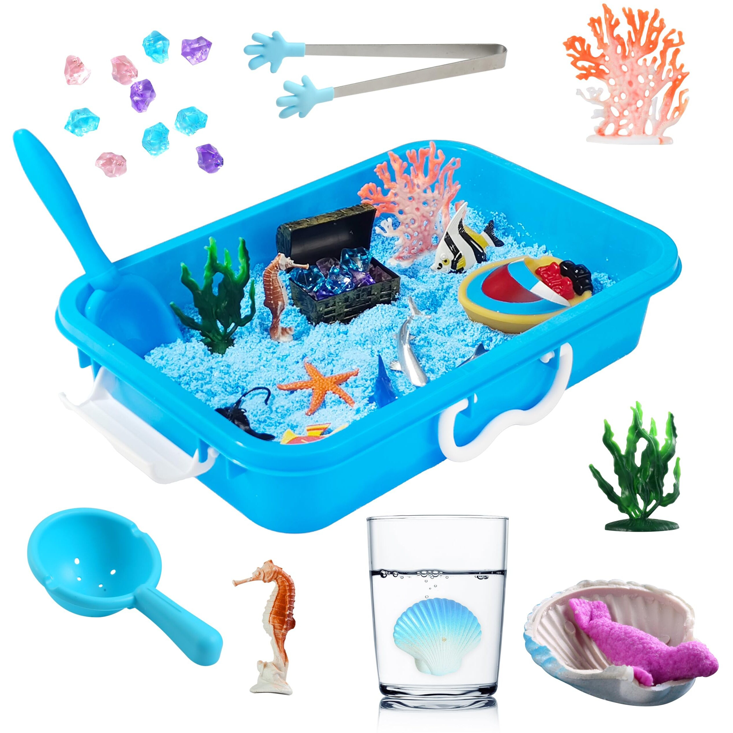 Agentlan Ocean Sensory Bin, Ocean Sensory Water Toys With Sea Animal For Toddlers Boys And Girls, Kids Toys Gift Sand Box For Age 3 4 5 6 7 8
