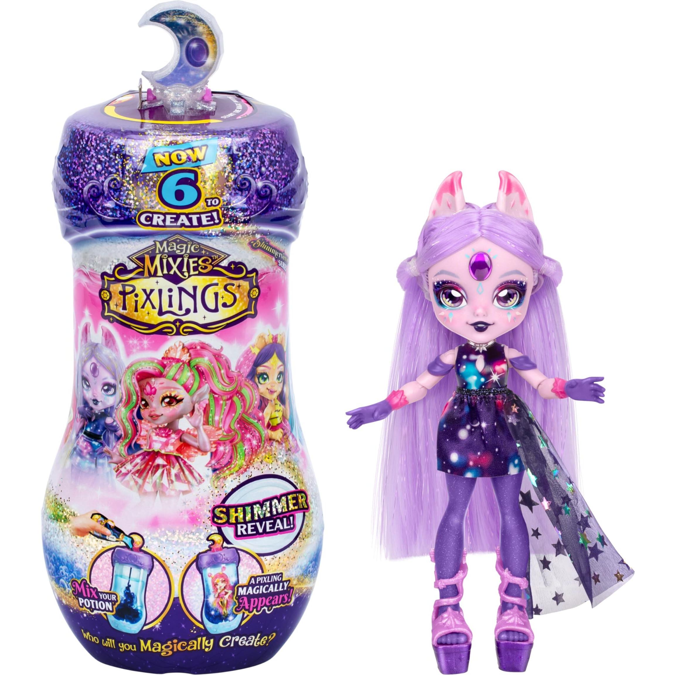 Magic Mixies Pixlings Shimmerverse Series, Create & Mix A Magic Potion To Reveal Howlexa The Wolf Pixling, Watch As This Beautiful 6.5"" Fashion Doll Appears Inside The Potion Bottle