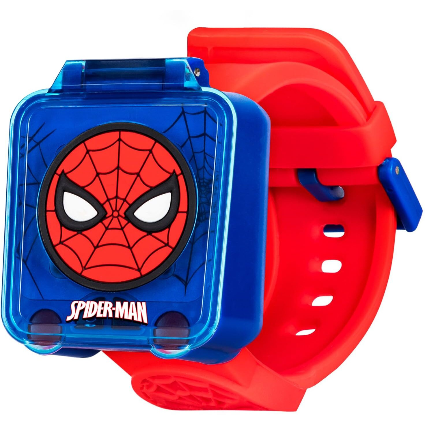 Accutime Marvel Spider-Man Educational Learning Digital Blue Watch For Boys, Toddlers, Kids With Red Strap - Includes Timer, Stopwatch, Alarm, Games Perfect For Girls And Boys 3+