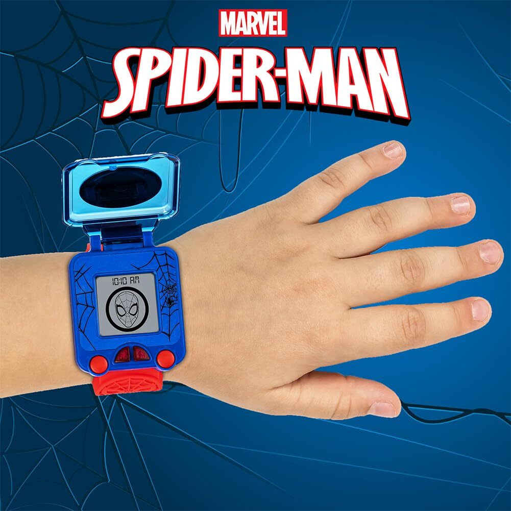 Accutime Marvel Spider-Man Educational Learning Digital Blue Watch For Boys, Toddlers, Kids With Red Strap - Includes Timer, Stopwatch, Alarm, Games Perfect For Girls And Boys 3+