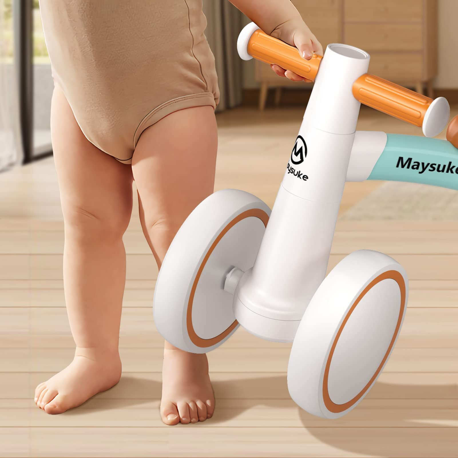 Maysuke Baby Balance Bike Toys For 1 Year Old Boys And Girls Gifts, Toddler Bike 10-24 Month First Birthday Gift With 4 Wheels, No Pedal (Green)