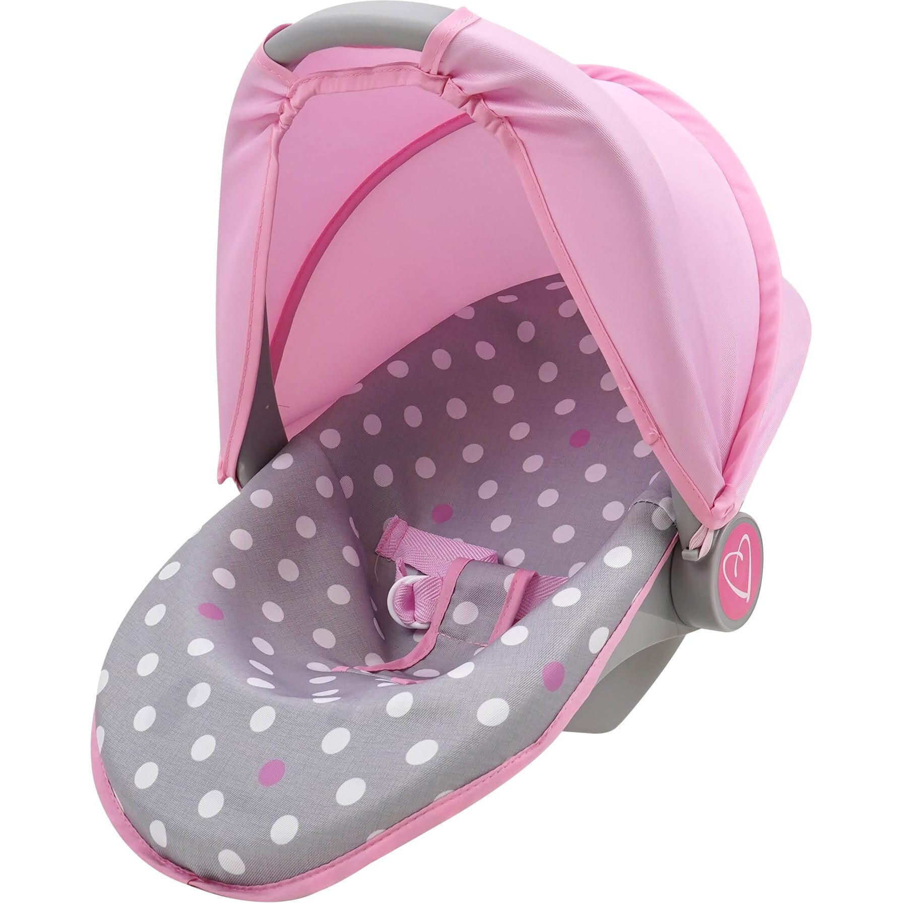 509 Crew Cotton Candy Pink 3-In-1 Doll Car Seat - Pink, Grey, Polka Dot - For Dolls Up To 18"", Multifunctional, Retractable Canopy, Kids Ages 3+