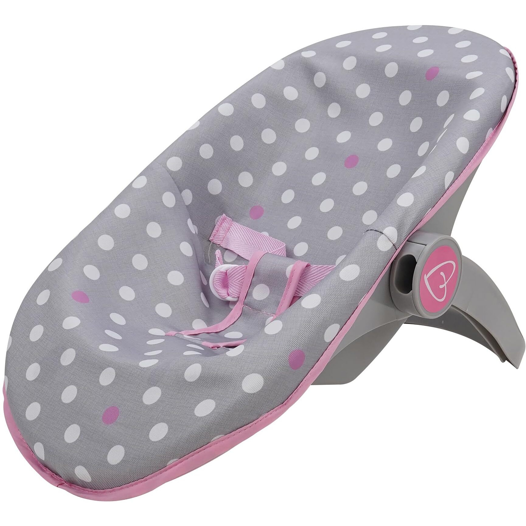 509 Crew Cotton Candy Pink 3-In-1 Doll Car Seat - Pink, Grey, Polka Dot - For Dolls Up To 18"", Multifunctional, Retractable Canopy, Kids Ages 3+