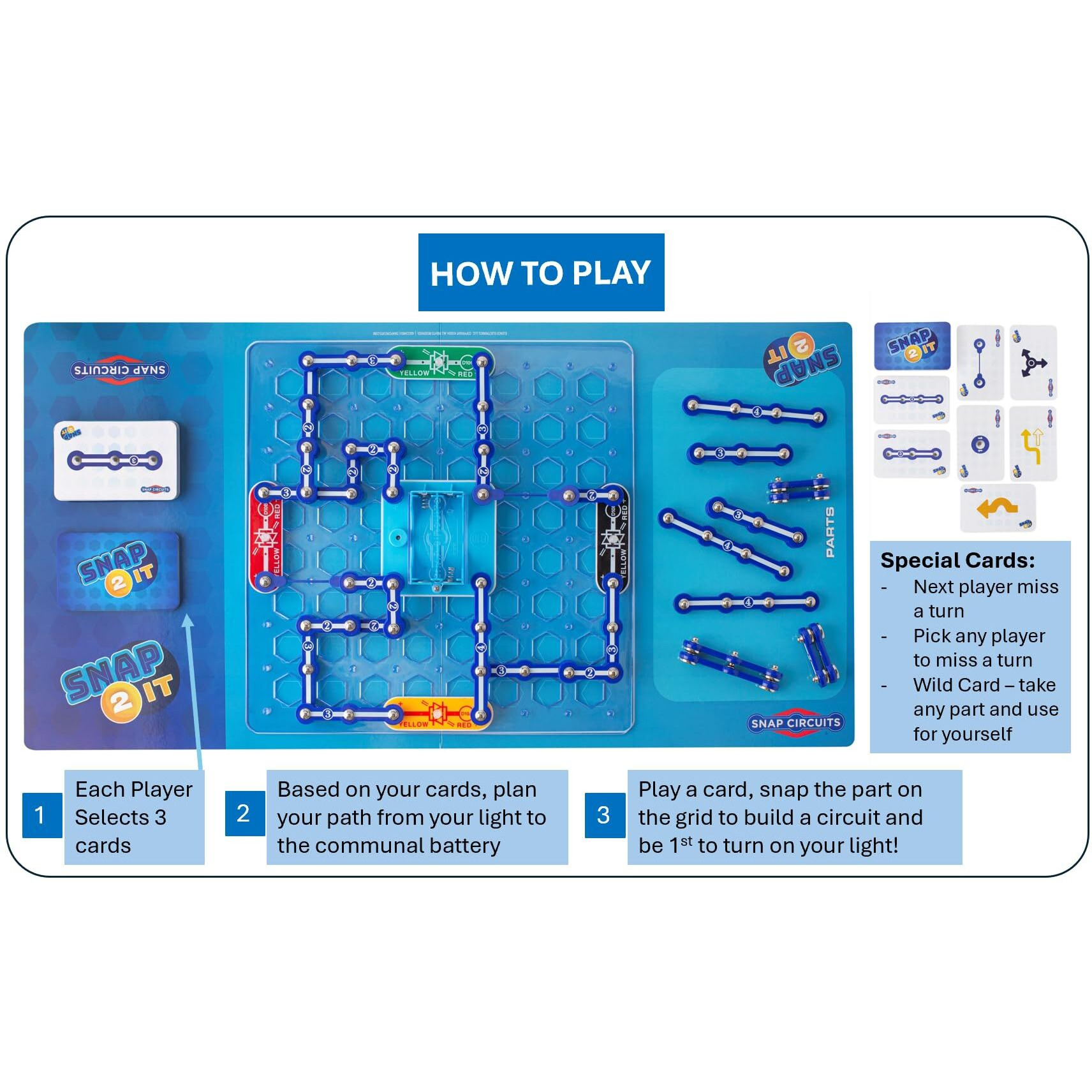 Snap Circuits Snap 2 It Board Game - Family Game Night, Games, Kids Game, Snap Circuits Stem Board Game, Game For Kids 7 And Up.