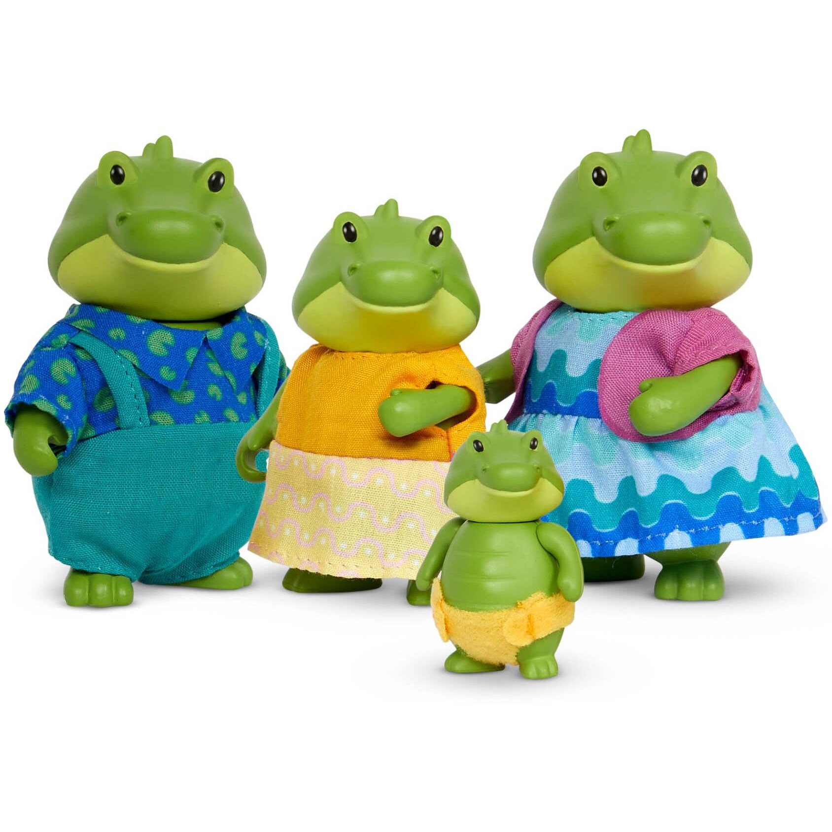 Li'L Woodzeez - Bogglesby Alligator Family - Set Of 4 Collectible Posable Alligator Figures With Storybook - Pretend Play Doll Figures - Gift Toy For Kids Age 3+