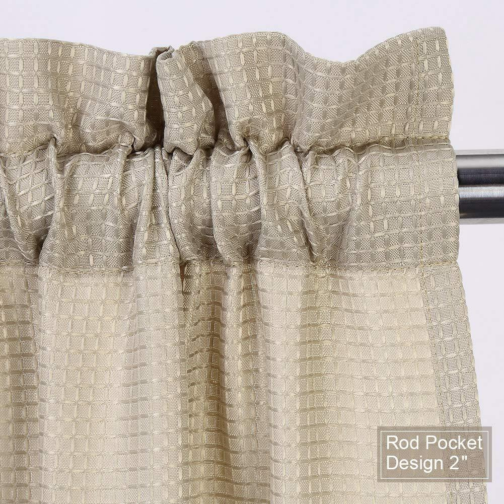 Nanan Waffle Woven Textured Short Curtains For Kitchen Waterproof Window Covering For Bathroom - 30"" X 54"", Plaza Taupe, Set Of 2