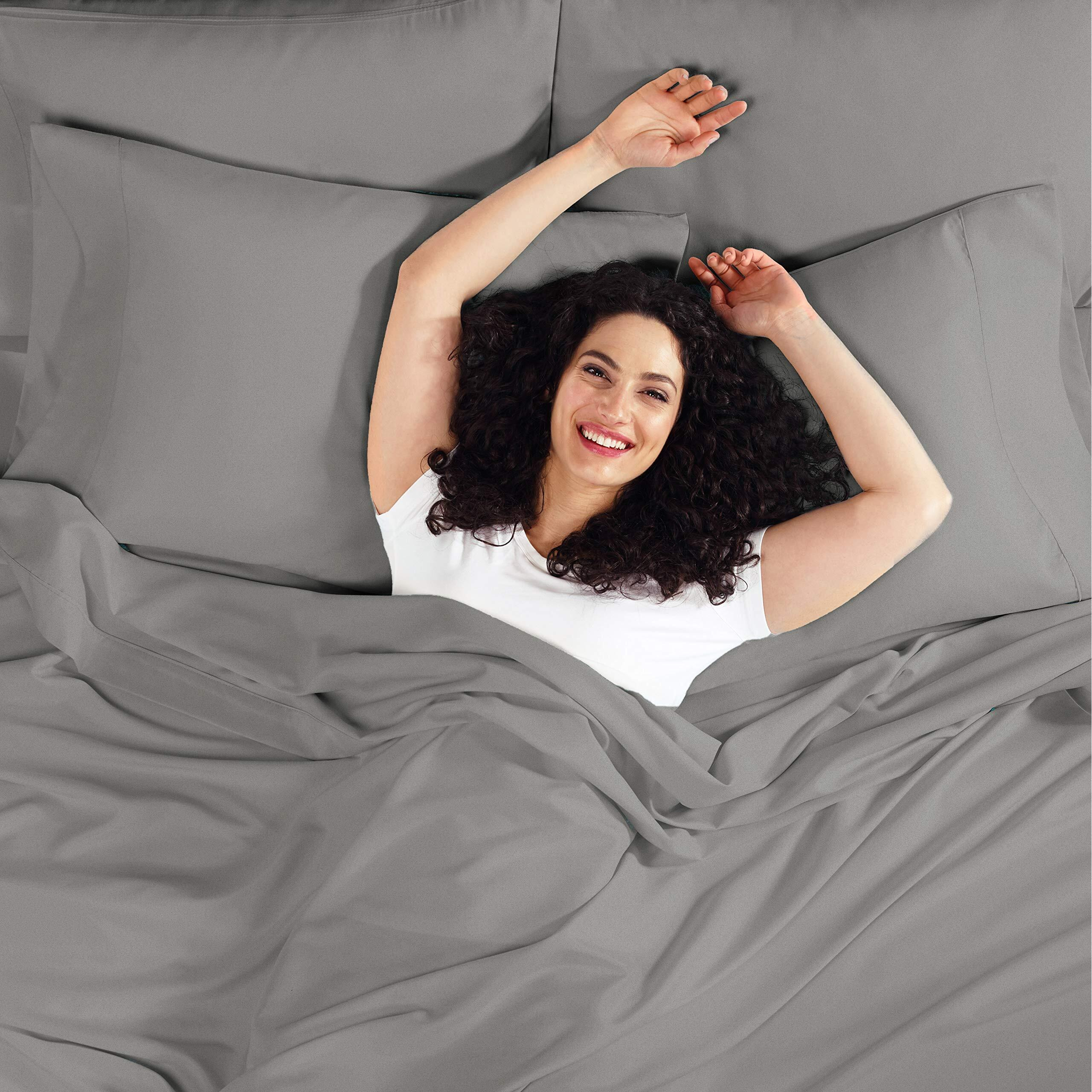 King Sheet Sets - 4 Piece King Size Sheets - 14""-16"" King Size Sheets With Deep Pockets - Soft Microfiber King Size Sheets Set - Fitted Deep Pocket King Size Sheets - Charcoal Gray