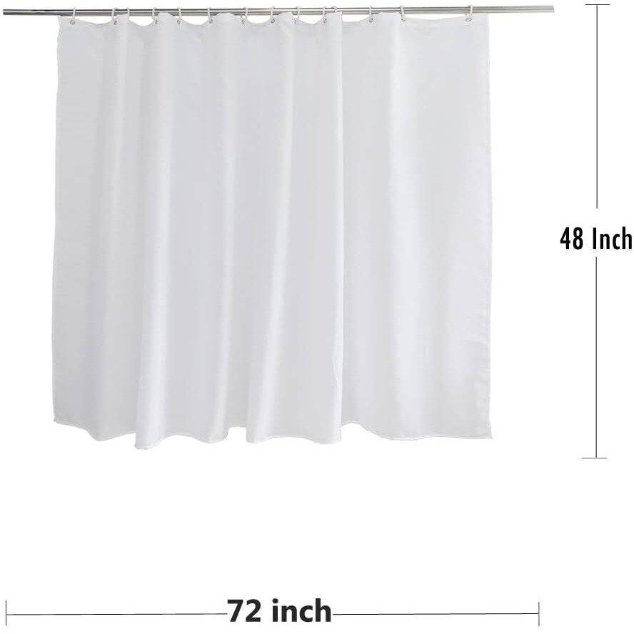 Vosign Short Shower Curtain Liner 48 Inch Length Fabric Bath Curtain Sets For Walk In Tub, Solid White, Hotel Quality, Machine Washable, 72 X 48 Inch