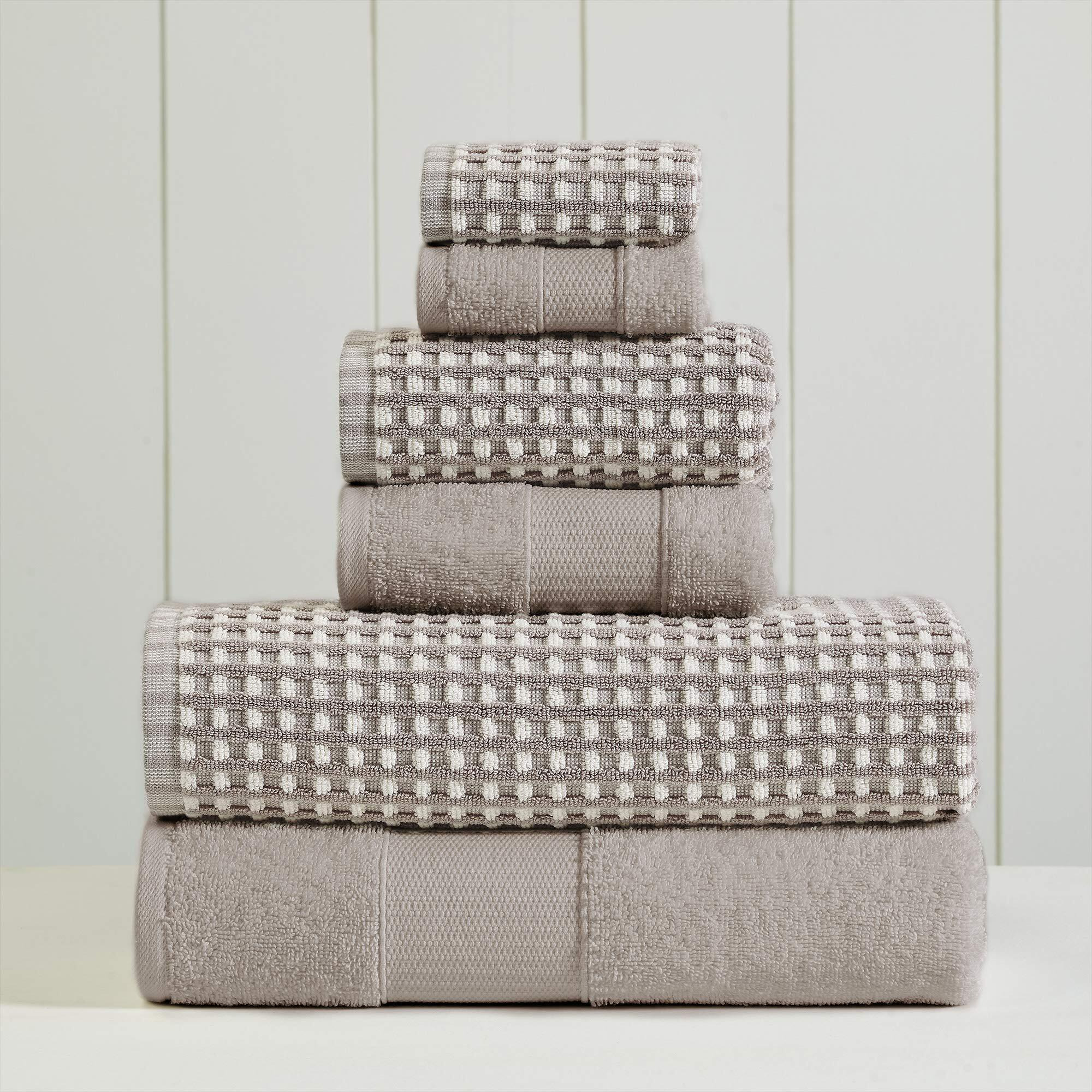 Amrapur Overseas 6-Piece Yarn Dyed Cobblestone Jacquard Towel Set Flax