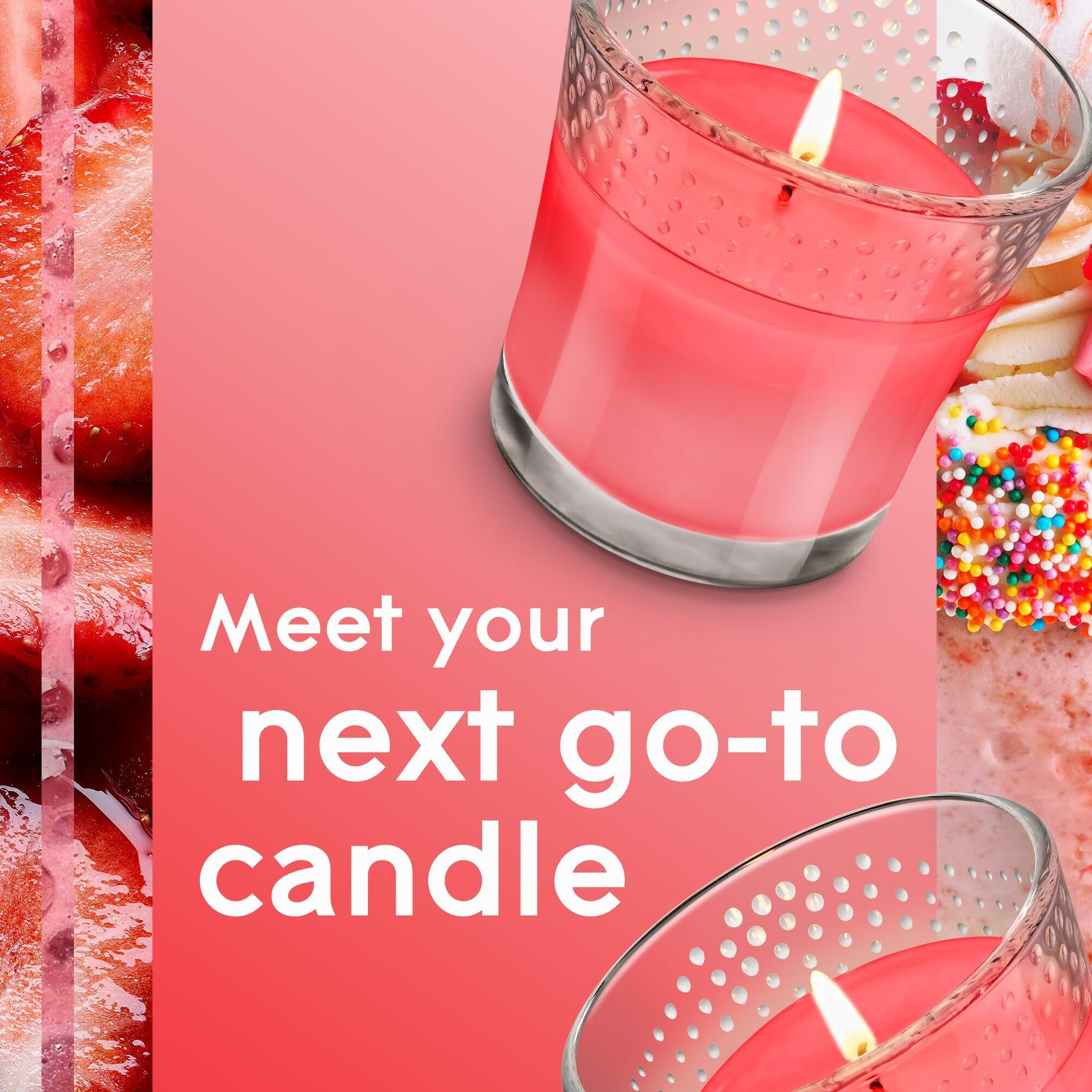 Glade Candle Jar, Air Freshener, Strawberry Cake Shake, 3.4 Oz