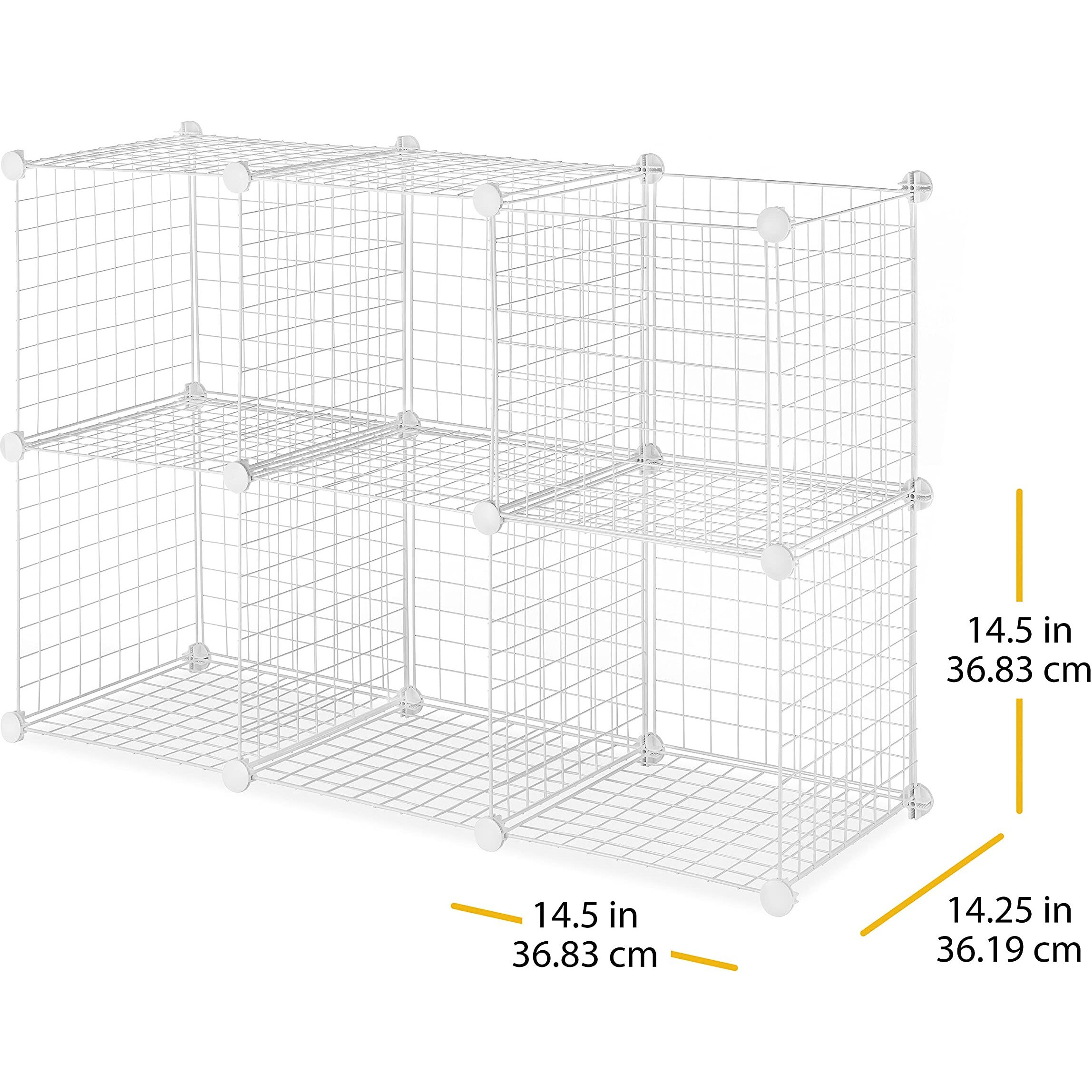 Whitmor Storage Cubes - Stackable Interlocking Wire Shelves - White (Set Of 6)