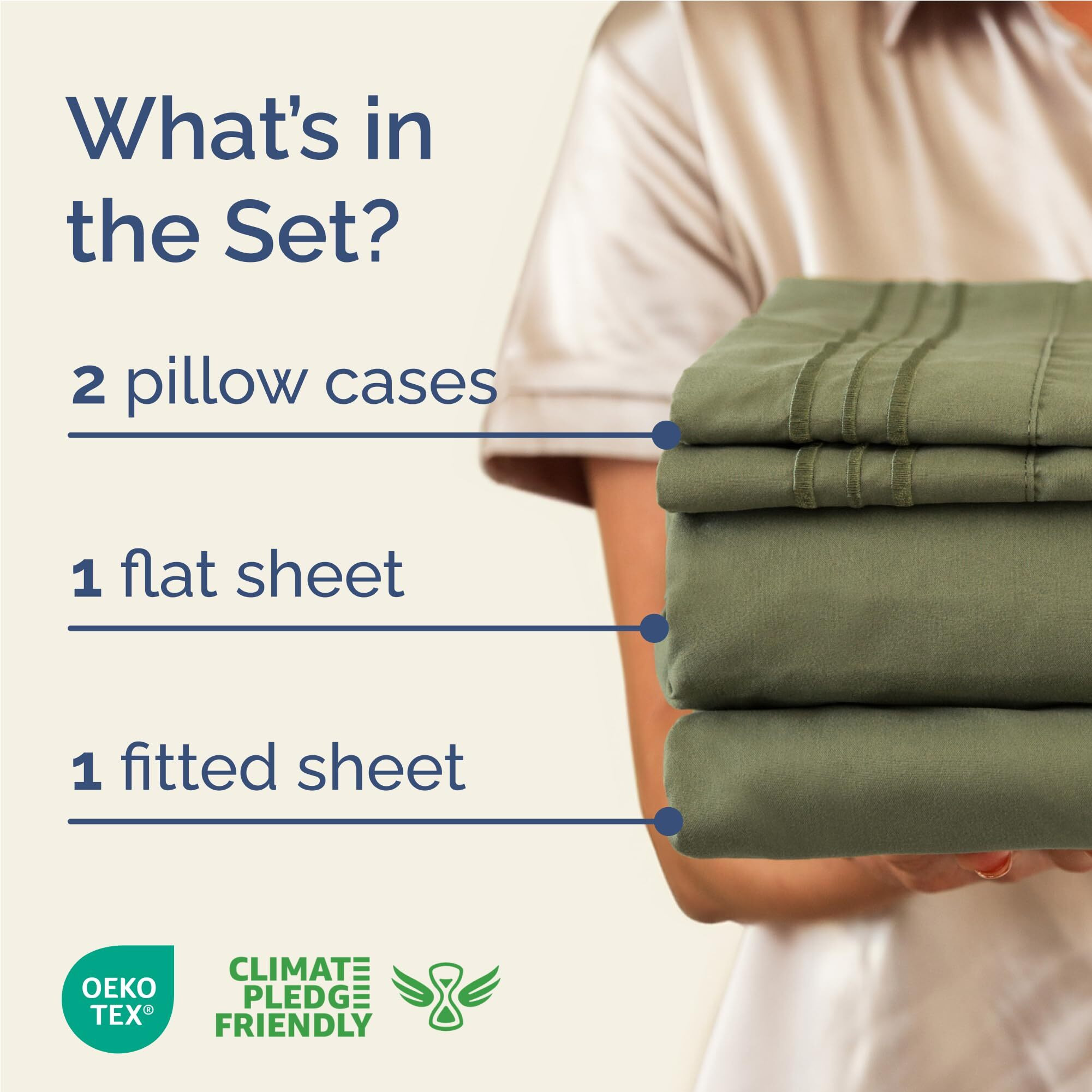 Full Size 4 Piece Sheet Set - Comfy Breathable & Cooling Bed Sheets Set - Hotel Luxury Bedding For Women, Men, Kids & Teens - Deep Pockets, Easy-Fit, Super Soft & Wrinkle Free - Oeko-Tex - Sage Green