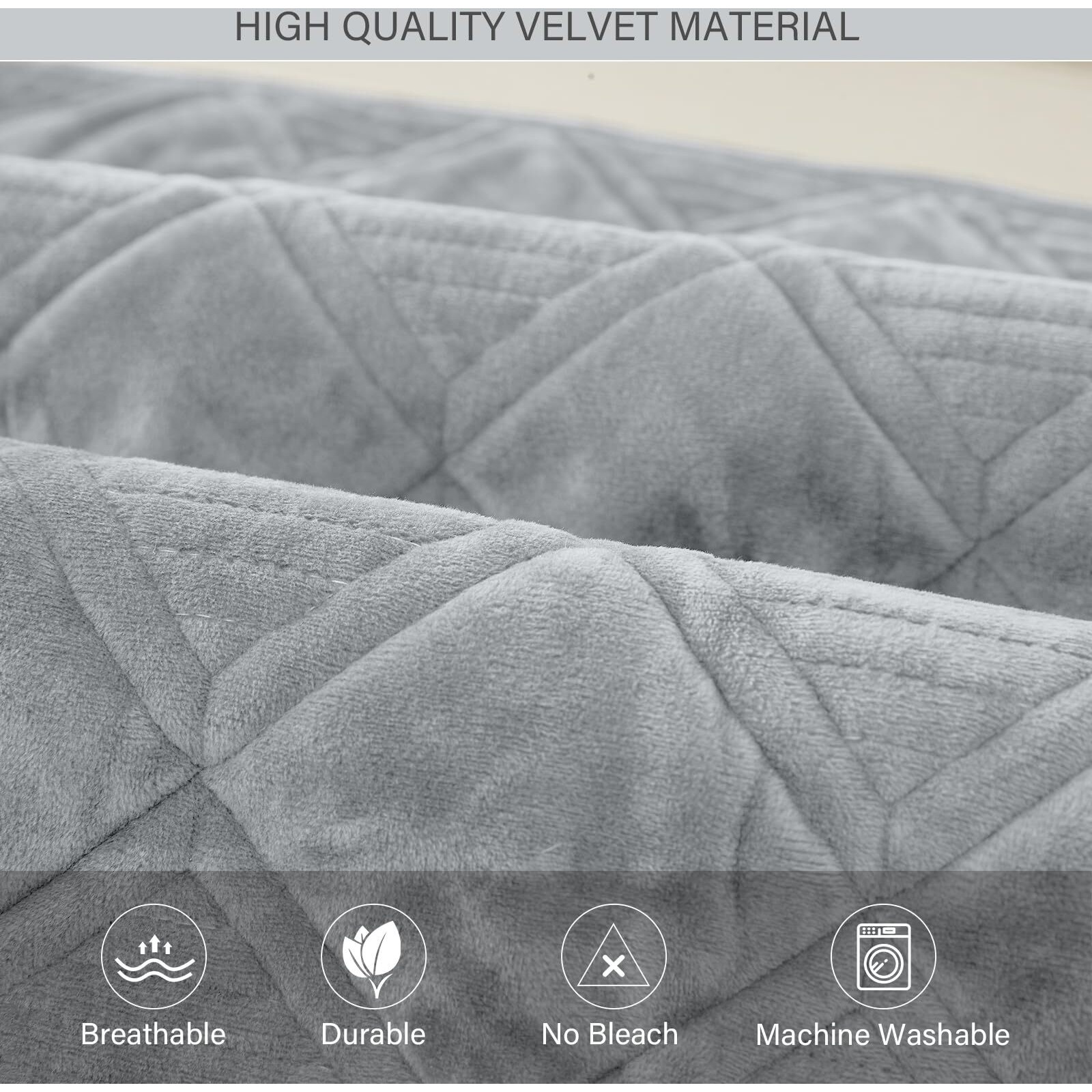 Deep Dream Sectional Sofa Covers For 3 Cushion Couch, Couch Cover For Dogs Pets Recliner Loveseat L Shaped, Anti-Slip, 28 X 70 Inch - Light Gray(Only 1 Piece)