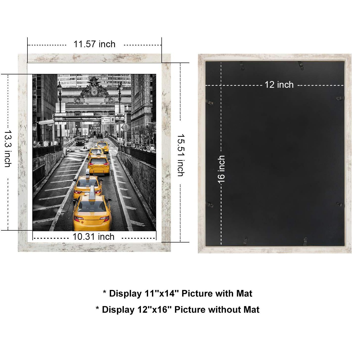 Finefrarm 12X16 Frames Display 11X14 Picture With Mat Or 12 X 16 Photo Without Mat Rustic Style Picture Frame Wall Art For Living Room Wall Mounting Decor