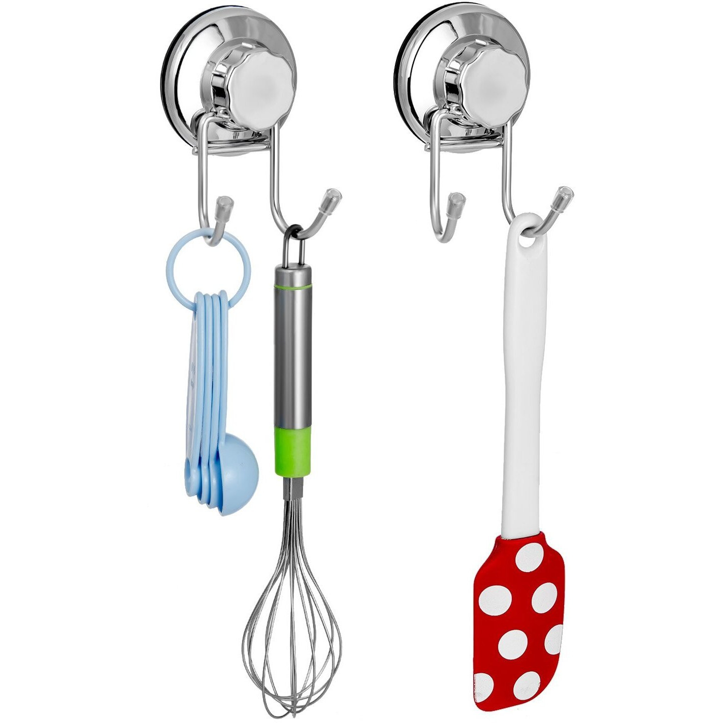 Sanno Suction Cup Hooks, Shower Squeegee Holder Towel Robe Loofah Hooks Hanging Shower Hooks For Bathroom Shower Wall, Bathroom Shower Accessories, Chorme (3 Pack)