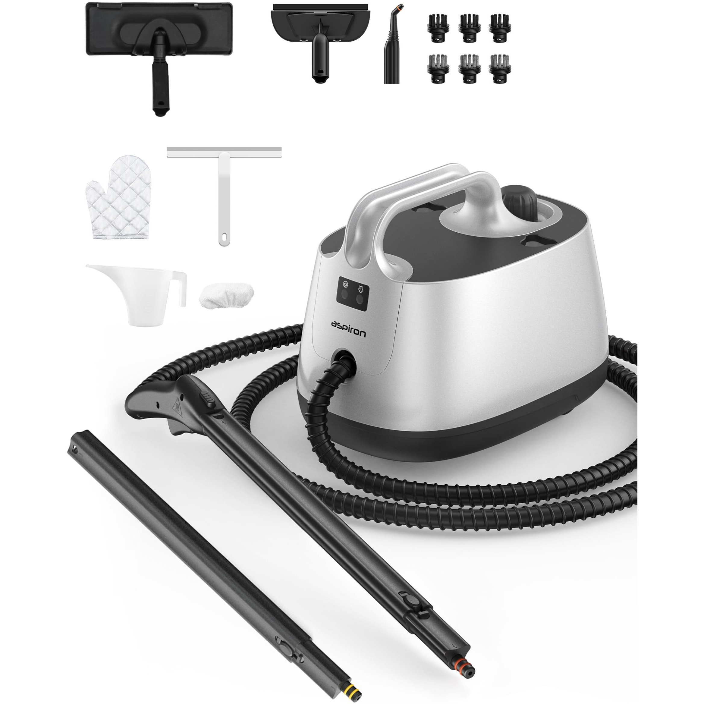 Steam Cleaner, Aspiron Steamer With 21 Accessories, Portable Multipurpose Steam Cleaner For Car 5 Mins Heating With 1.5L Tank, Heavy Duty Steam Cleaner Carpet And Upholstery, Floors, Tiles, Car