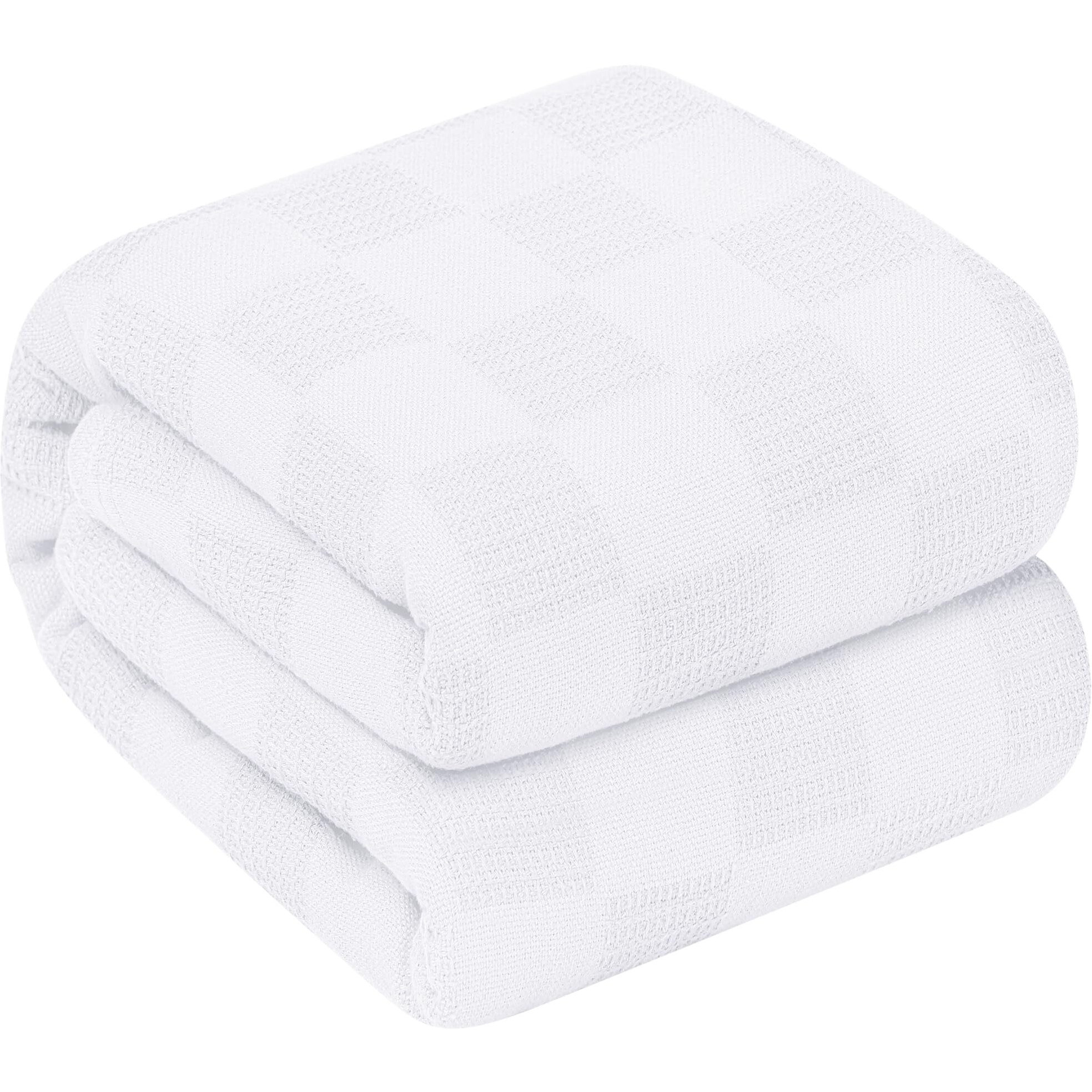Oakias 100% Cotton Blanket Queen White - 350 Gsm 90 X 90 Inches Soft Thermal Blanket Queen Size - Throw Blanket Lightweight, Breathable & Durable All Season Blanket For Bed & Couches