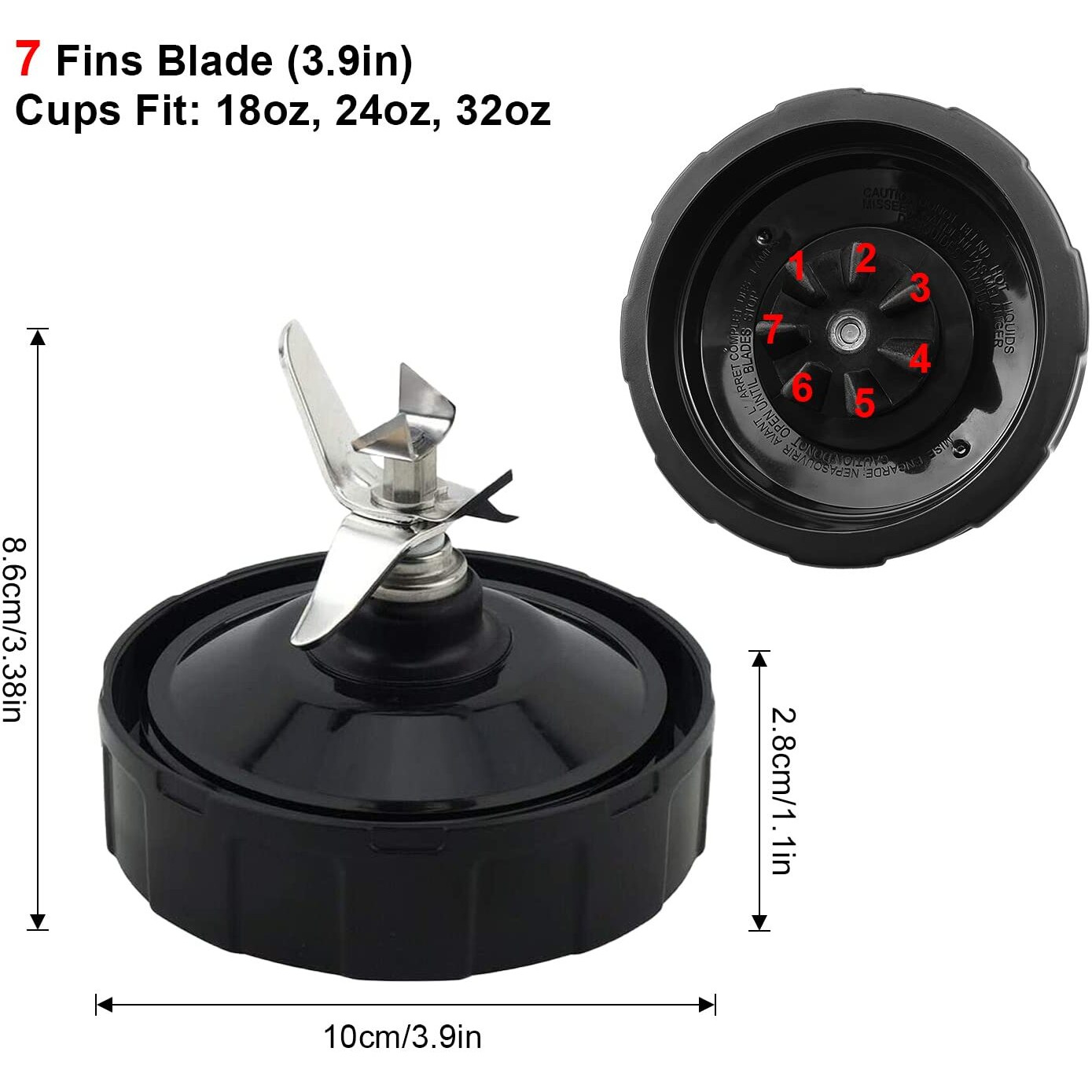 For Ninja Blender Blade Replacement Parts 7 Fins Compatible With Nutri Ninja Auto Iq Bl642-30 Bl482-30 Bl682-30 With Silicone Rubber Gaskets Seal Ring Mixer Attachment, Updated