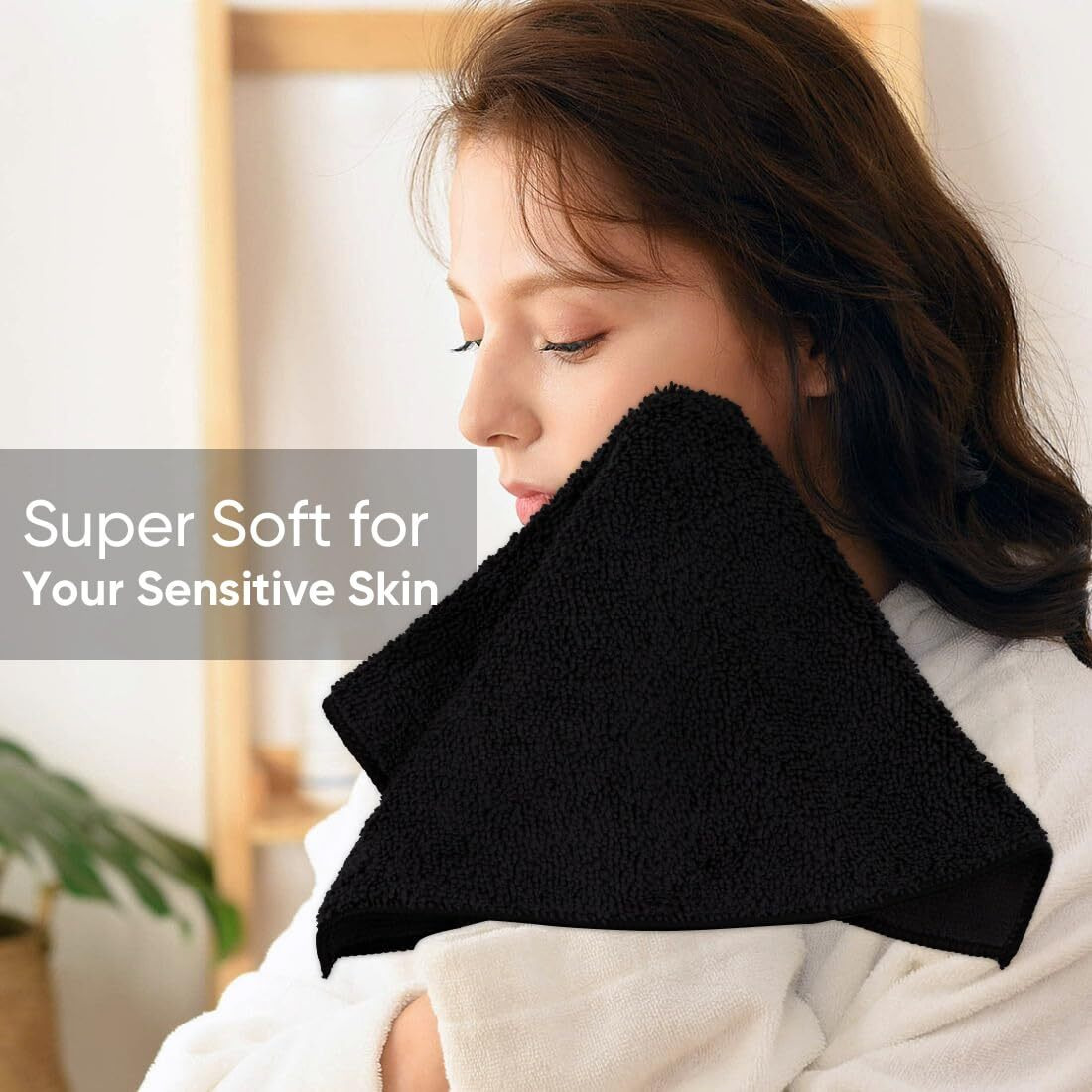 Homexcel Black Washcloths 24 Pack, Highly Absorbent And Soft Microfiber Face Towel, Multi-Purpose Wash Cloths For Bathroom, Hotel, Spa, Gym, And Kitchen, 12X12 Inch
