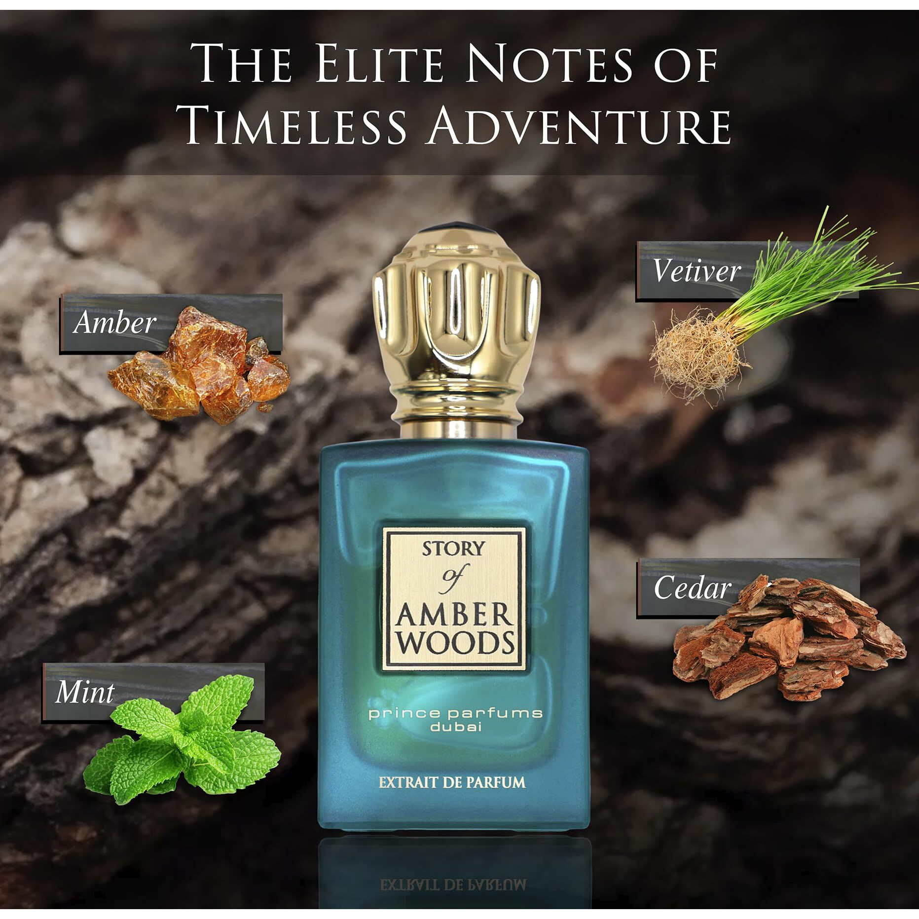 Prince Parfums Dubai - The Story Of Amber Woods - 3.4 Ounces - Exquisite Men's Extrait De Parfum - Rich, Luxurious Scent Of Amber, Cedar, Vetiver For The Modern Man - Depth, Warmth & Mastery