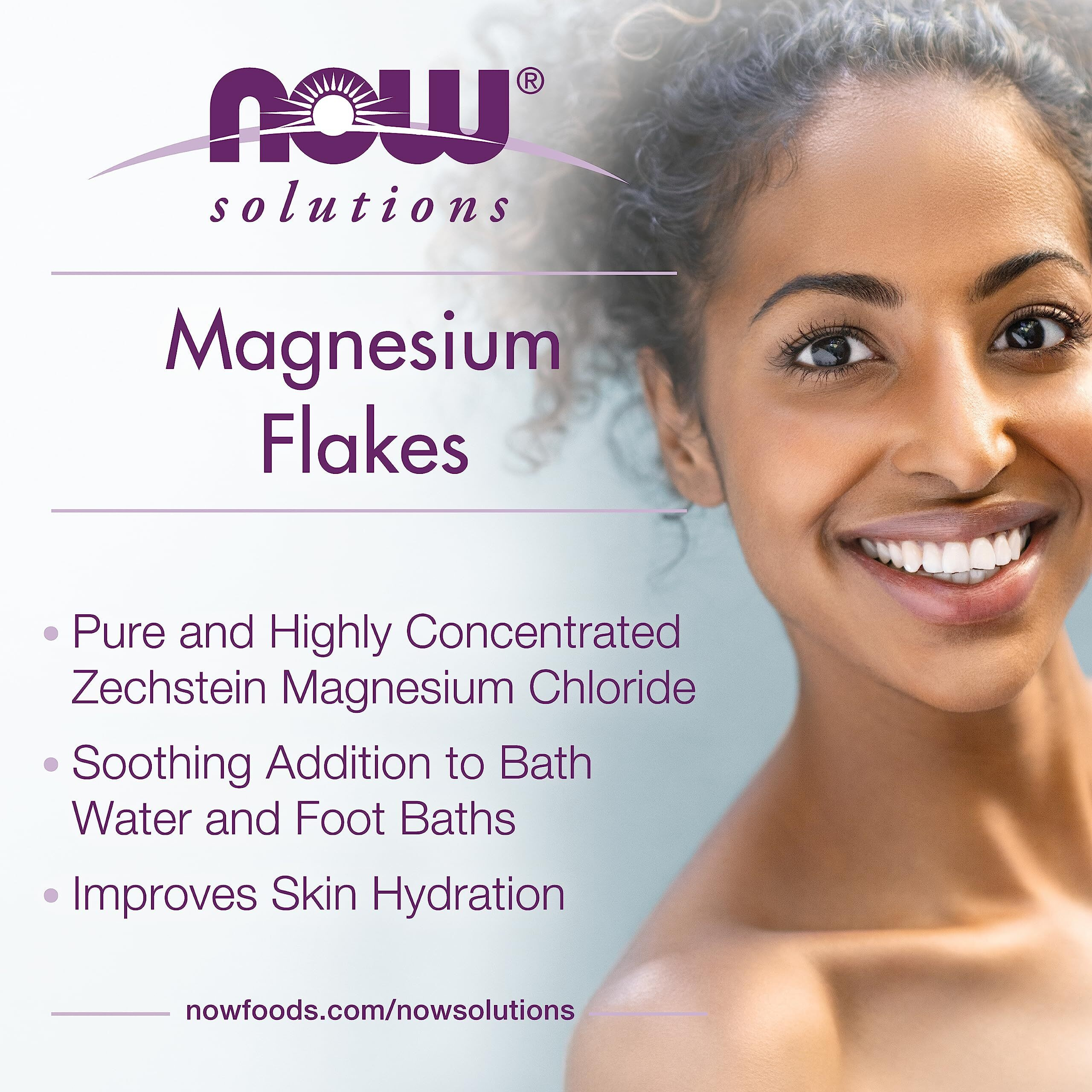 Now Foods Solutions, Magnesium Flakes, 100% Pure, From The Ancient Zechstein Seabed, Highly Concentrated, 26.5-Ounce