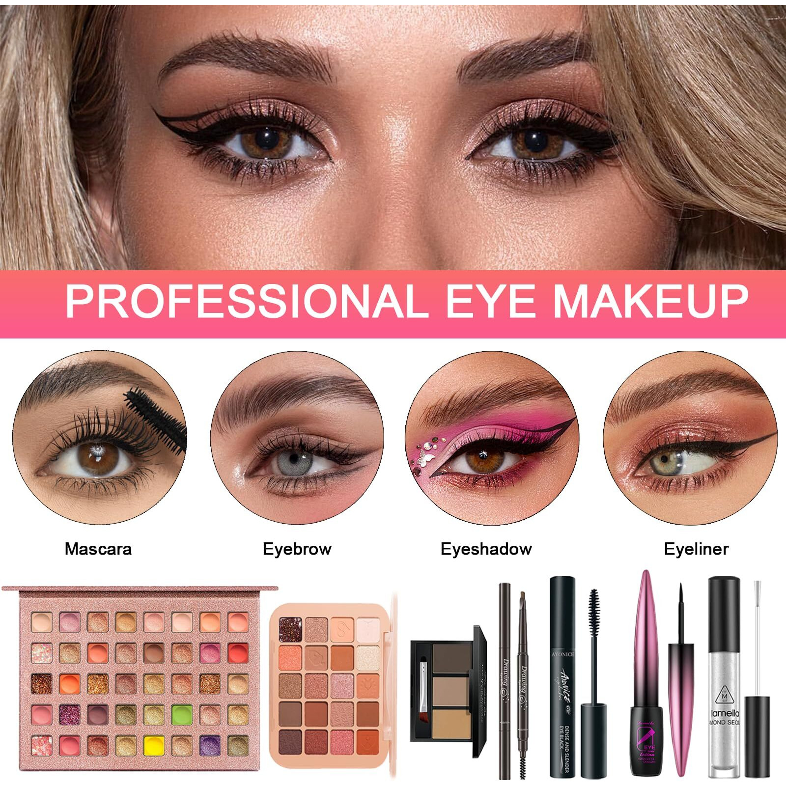 All In One Makeup Kit For Women Full Kit, Professional Travel Makeup Kit For Women & Teens, Foundation Eyeshadow Lipstick Brow Pencil Eyeliner Contour Powder, Complete Make Up Gift Set For Beginners