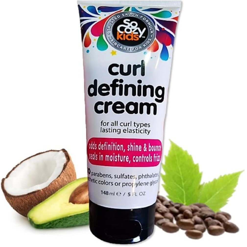 So Cozy Curl Defining Cream (5 Fl Oz) Kids Curl Cream For Curly Hair, Adds Definition, Shine & Bounce, Hair Cream For Wavy, Coily And Curly Hair, Enriched With Vitamins, Castor Seed, & Avocado Oil