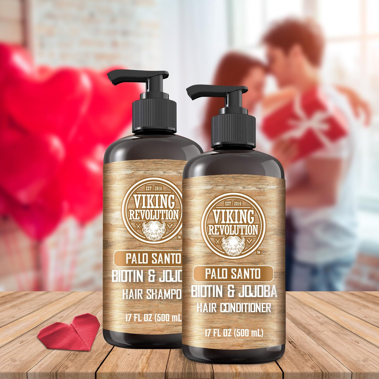 Viking Revolution Palo Santo Mens Shampoo And Conditioner Set With Biotin And Jojoba Oil - Natural Hair Shampoo And Hair Conditioner For Men With Vitamin B5 - Shampoo And Conditioner Set Men (17Oz)