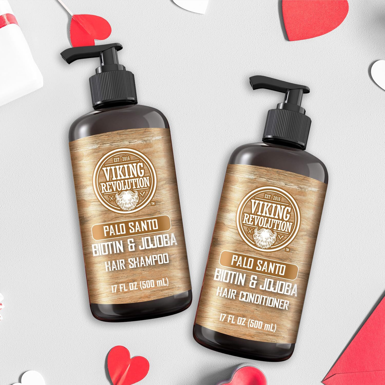 Viking Revolution Palo Santo Mens Shampoo And Conditioner Set With Biotin And Jojoba Oil - Natural Hair Shampoo And Hair Conditioner For Men With Vitamin B5 - Shampoo And Conditioner Set Men (17Oz)