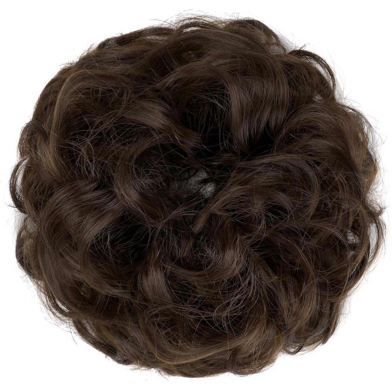 Feidylong 2 Pcs Messy Bun Hair Piece Wavy Curly Hair Bun Scrunchies Extensions Synthetic Chignon Thick Updo Hairpieces For Women Girls(Medium Brown)
