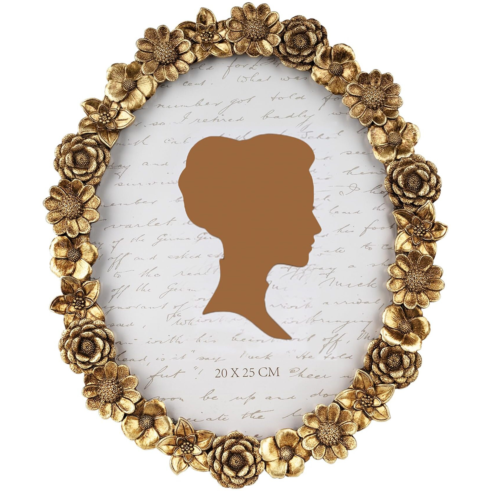 Aels 8X10 Inch Vintage Picture Frame, Elegant Antique Oval Photo Frames With Glass Front, Photo Display, Tabletop Wall Hanging, Gift Ideas, Gold Flower