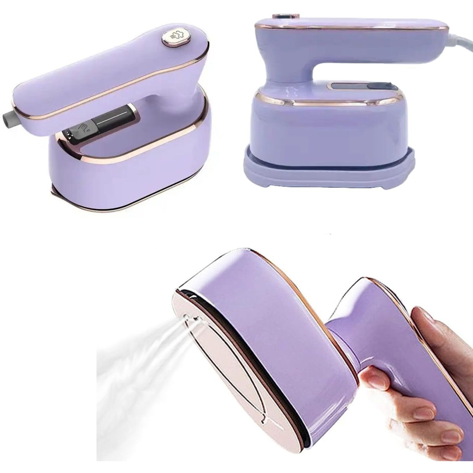 Rebollita Travel Steamer Iron For Clothes, 1000W Handheld Size Portable Steamer Support Dry And Wet Ironing 180 Small Hand Garment Electric Steam Ironing Machine For Dress Shirt Travel (Purple)