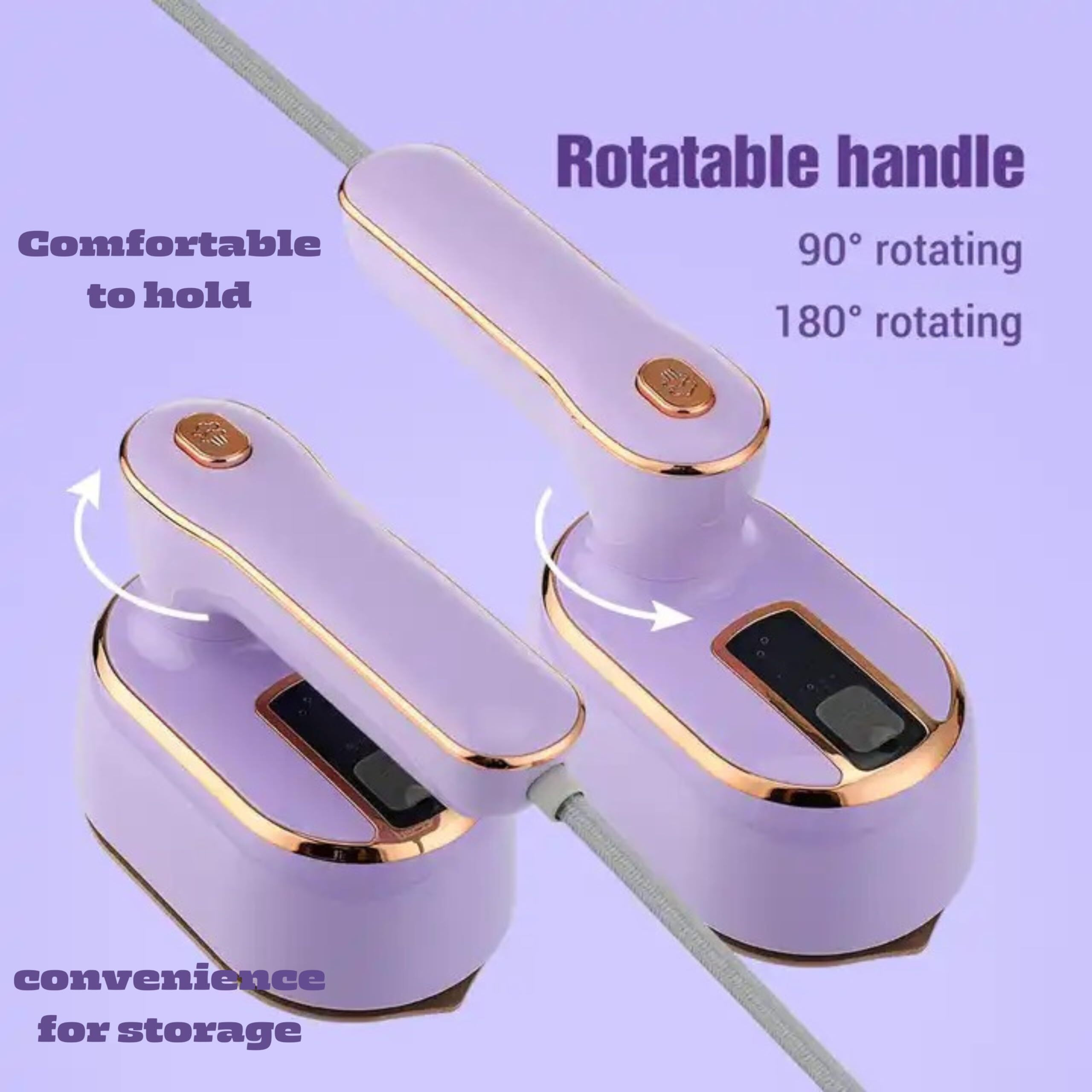 Rebollita Travel Steamer Iron For Clothes, 1000W Handheld Size Portable Steamer Support Dry And Wet Ironing 180 Small Hand Garment Electric Steam Ironing Machine For Dress Shirt Travel (Purple)