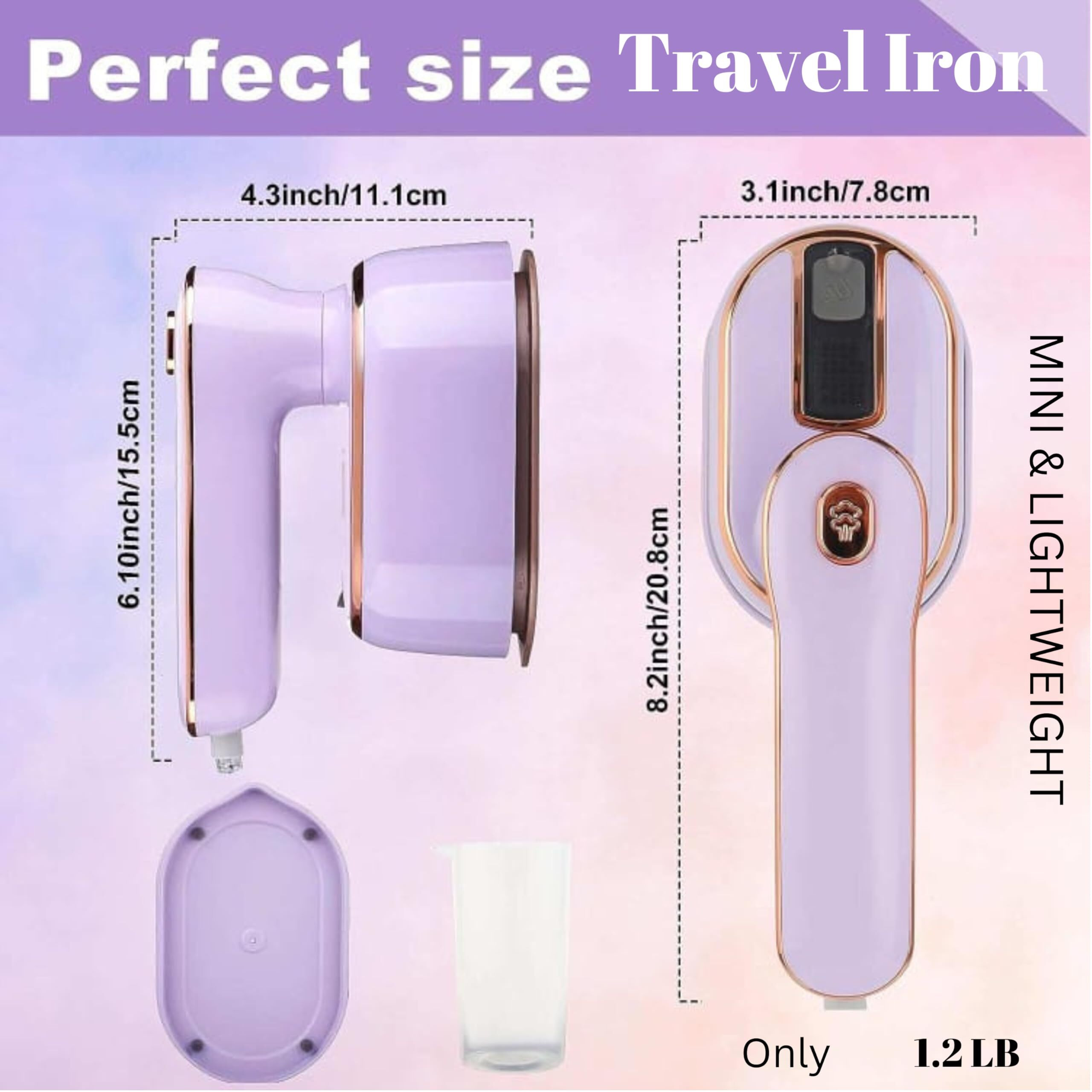 Rebollita Travel Steamer Iron For Clothes, 1000W Handheld Size Portable Steamer Support Dry And Wet Ironing 180 Small Hand Garment Electric Steam Ironing Machine For Dress Shirt Travel (Purple)