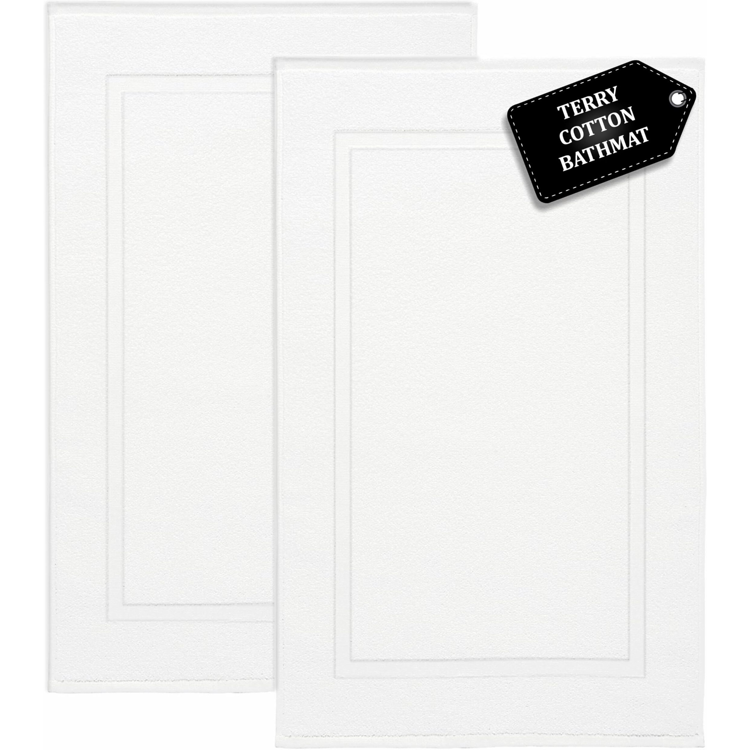 Voyzz Home Premium 100% Cotton Bath Mat Floor Towel Set | 2 Pack Of Super Soft & Absorbent Luxury Terry Bath Mats, Hotel, Spa, Shower & Bathroom Tub Floor Mats Machine Washable 20"&quotX30"" White