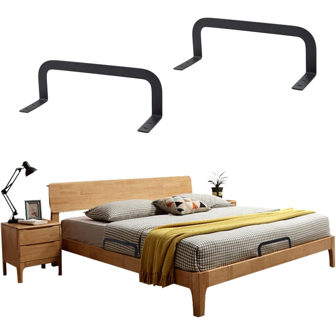 Yzmlol Mattress Slide Stopper,2 Pcs Mattress Retainer Bar Bracket, Metal Mattress Stabilizer, Prevents Mattress Sliding For Bedroom Bed Frame (Black)