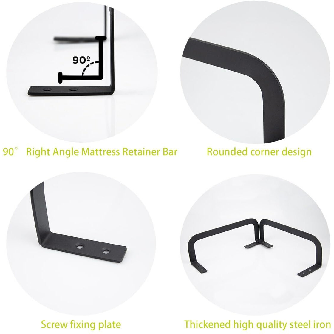 Yzmlol Mattress Slide Stopper,2 Pcs Mattress Retainer Bar Bracket, Metal Mattress Stabilizer, Prevents Mattress Sliding For Bedroom Bed Frame (Black)