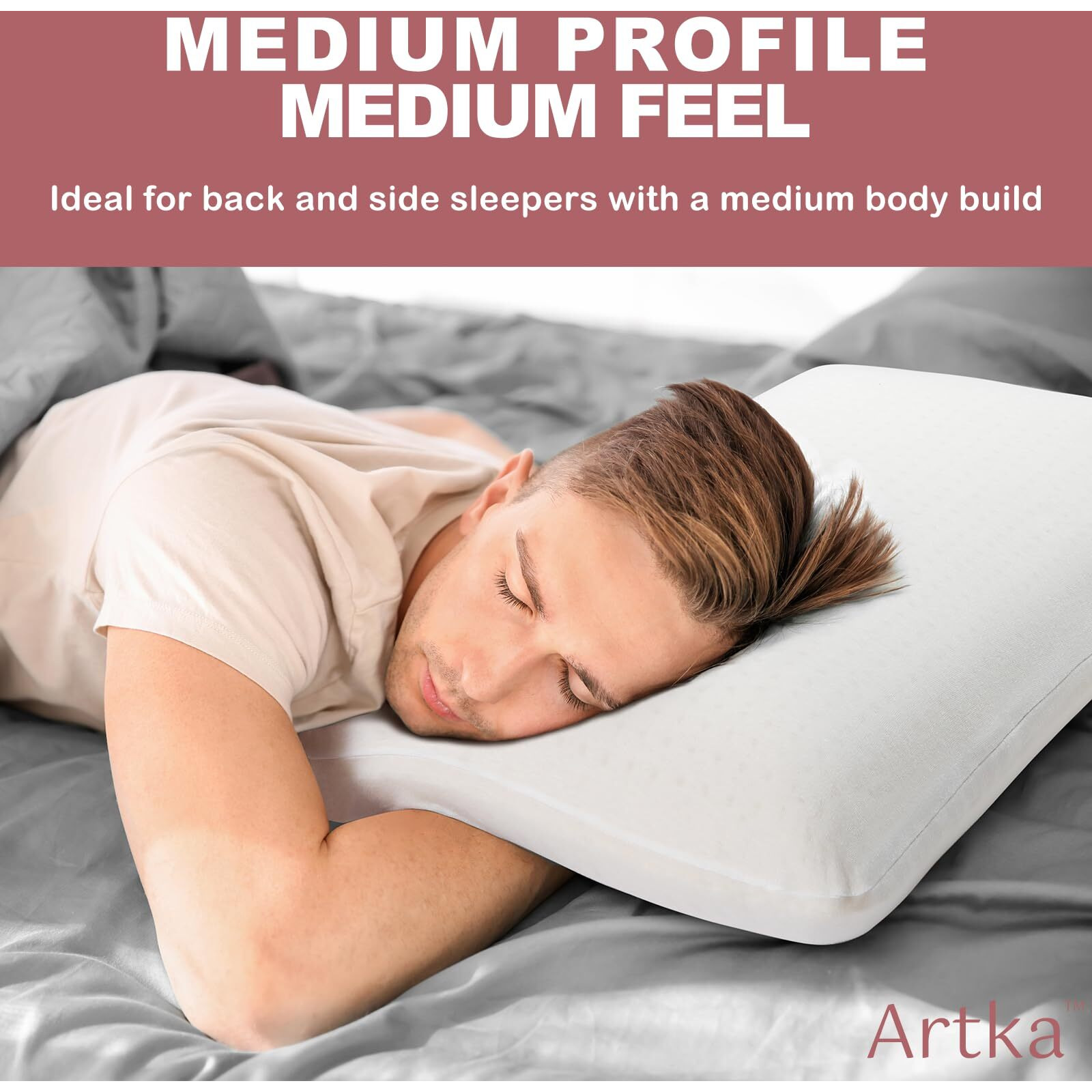 Artka Talalay 100% Natural Latex Pillow, Soft Bed Pillow For Sleeping With Removable Cotton Pillowcase, Premium Standard Size Sleeping Pillow Helps Relieve Pressure, No Memory Foam Chemicals