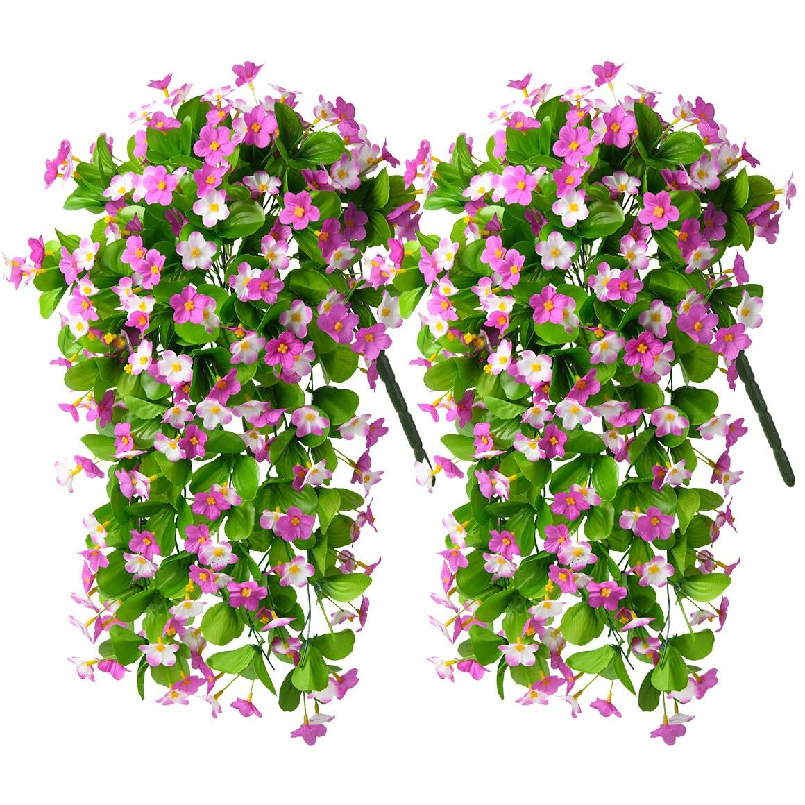 Zfprocess 2 Pack Artificial Hanging Flowers, Fake Flowers Hanging Plant Violet Flower, Artificial Faux Silk Flowers Fall Florals For Wall Garden Wedding Outdoor Decoration(Purple)