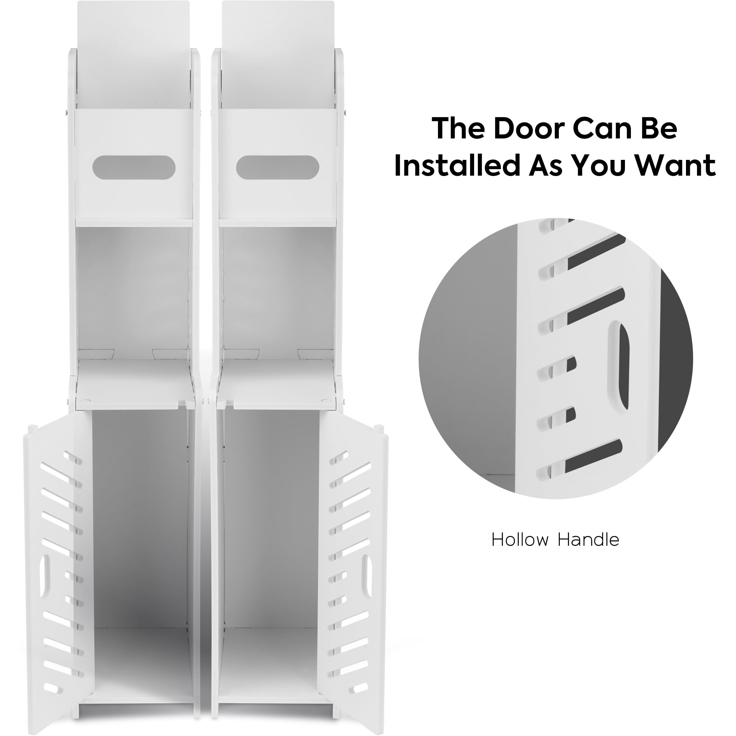 Doxo White Toilet Paper Holder Stand, Slim Bathroom Organizers And Storage Cabinet For Small Space (White)