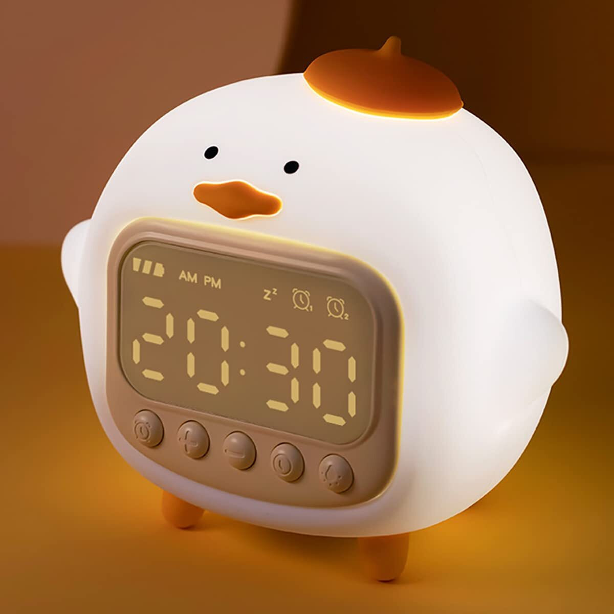 Ledholyt Cute Duck Alarm Clock Night Light, Children's Fun Duckling Wake Up Lamp, Alarm Clock, Night Light For Kids' Bedroom Decoration, Sleep Training Clock, Birthday Gift