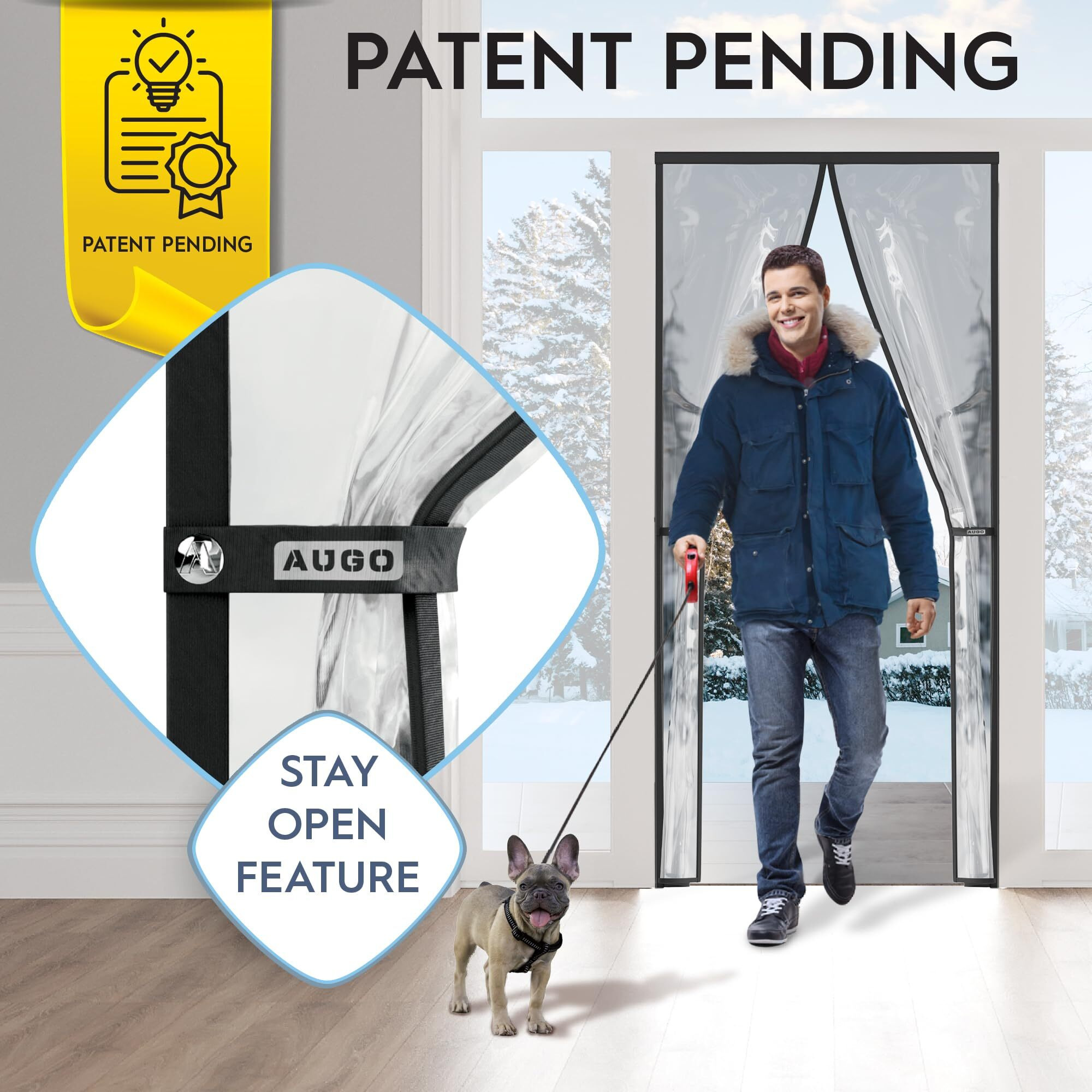 Augo Thermal Door Curtain - Eva Thermal Door Cover For Winter - Magnetic Thermal Insulated Door Curtain For Winter - Winter Door Insulation- Keeps Warm Air In & Cold Air Out- Home Winterizing Products
