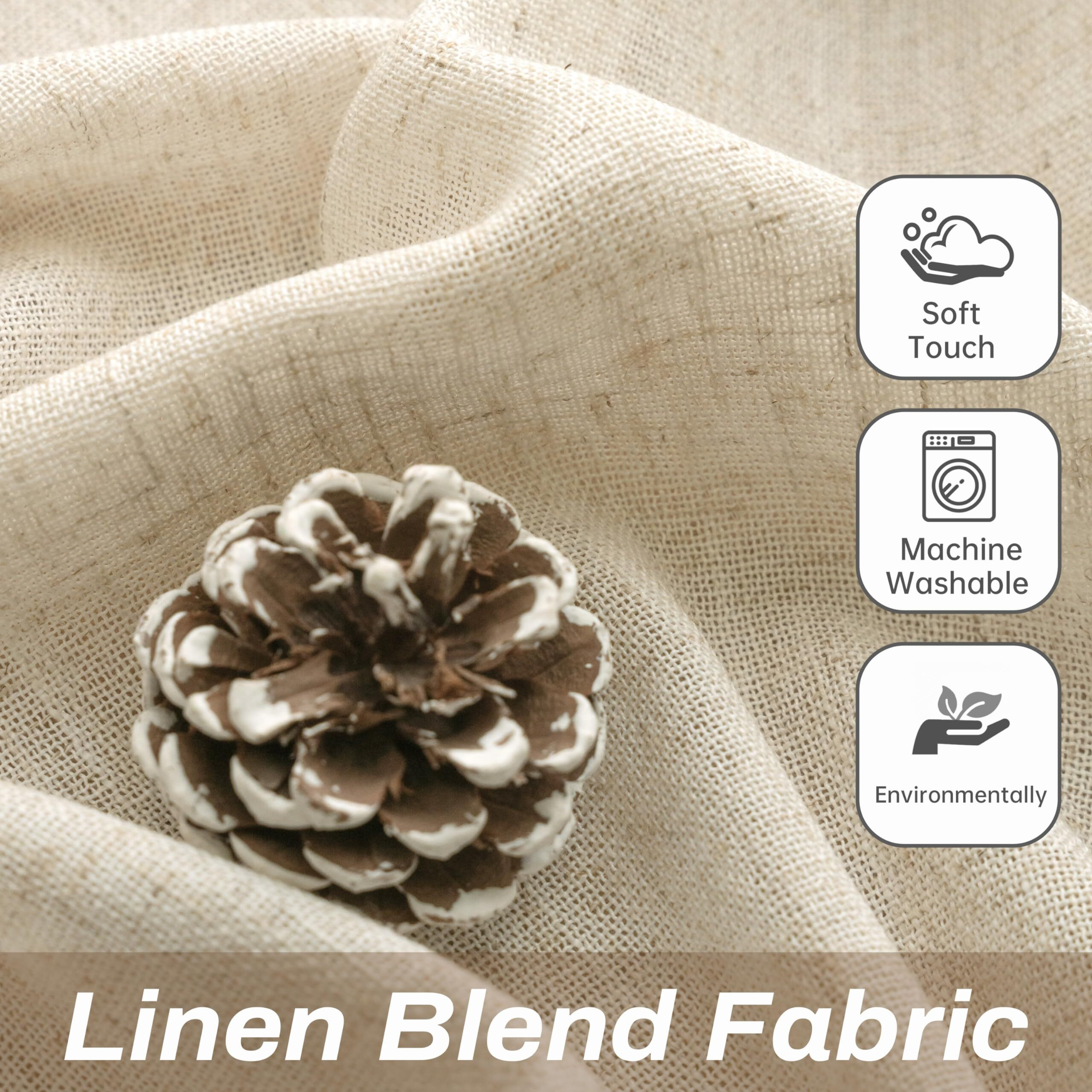 Driftaway Natural Linen Curtains 84 Inches Long 3 Pound Thick Semi Sheer 2 Panels Farmhouse Real Flax 3 Inch Rod Pocket Back Tab Boho Rustic Light Filtering Window Drapes For Bedroom Privacy Assured