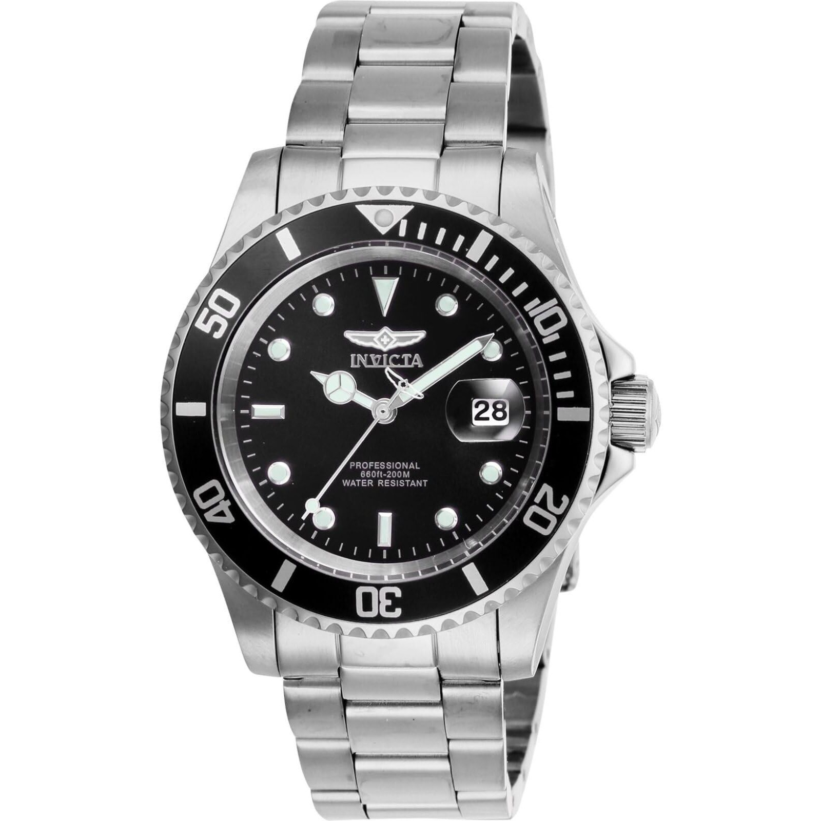 Invicta Men's Pro Diver Quartz Watch With Stainless Steel Strap, Silver, 20 (Model 26970)
