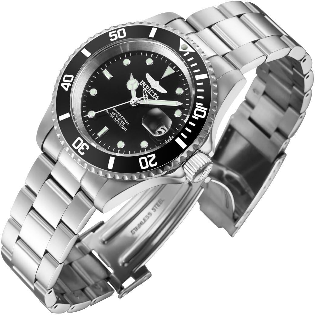 Invicta Men's Pro Diver Quartz Watch With Stainless Steel Strap, Silver, 20 (Model 26970)